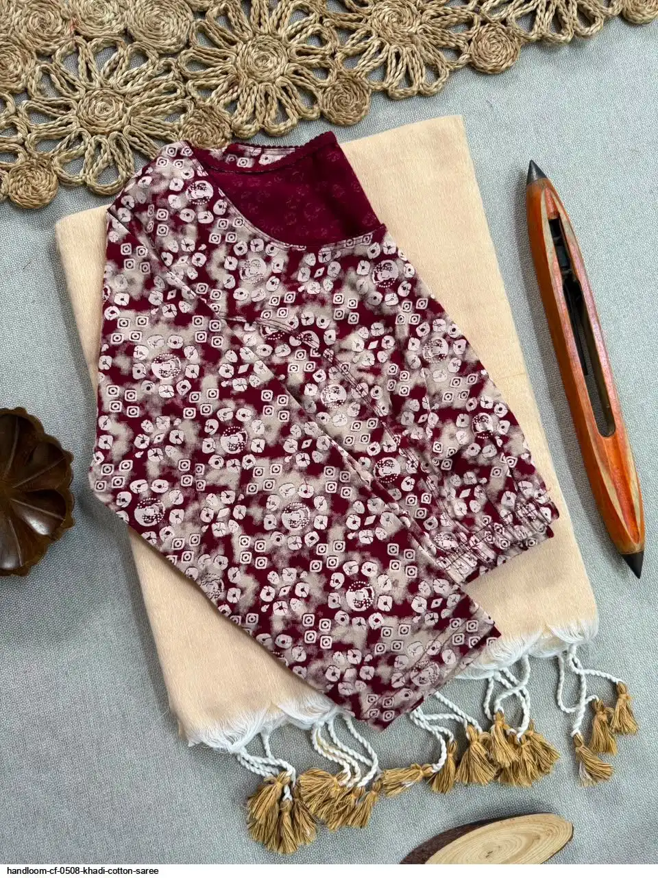 HANDLOOM CF 0508 KHADI COTTON SAREE 3