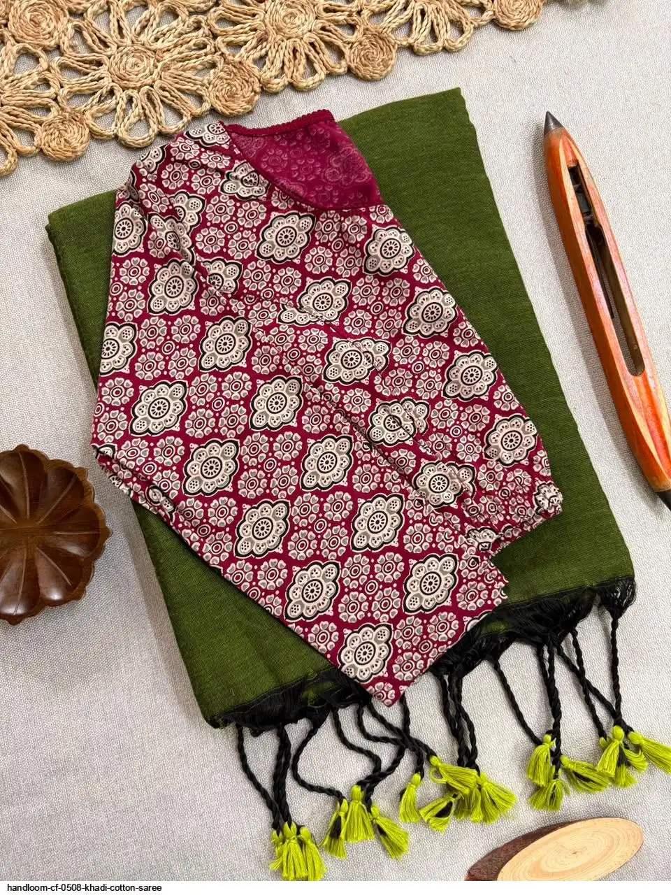 HANDLOOM CF 0508 KHADI COTTON SAREE 4