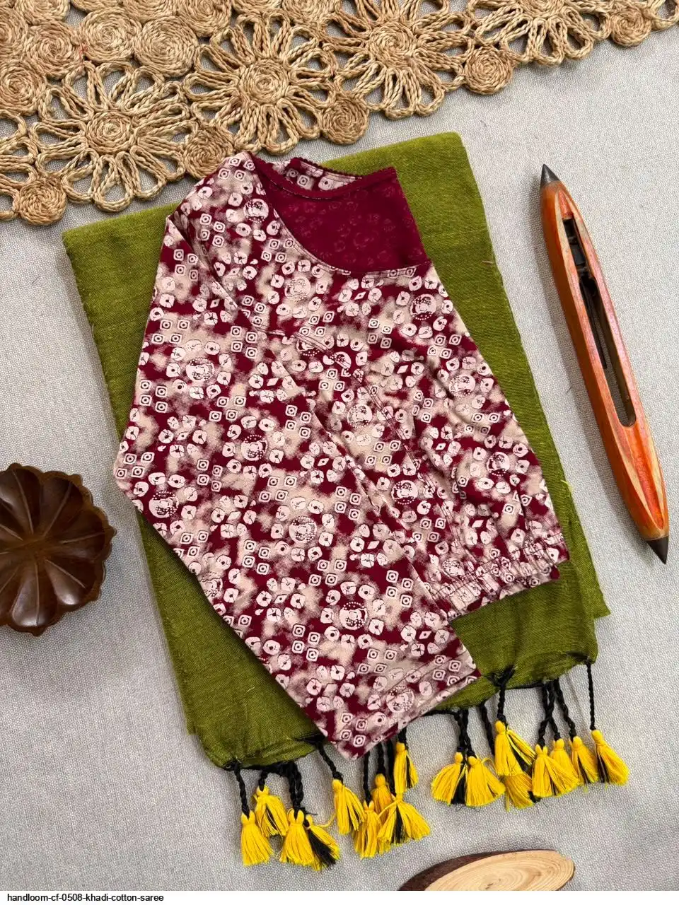HANDLOOM CF 0508 KHADI COTTON SAREE 5