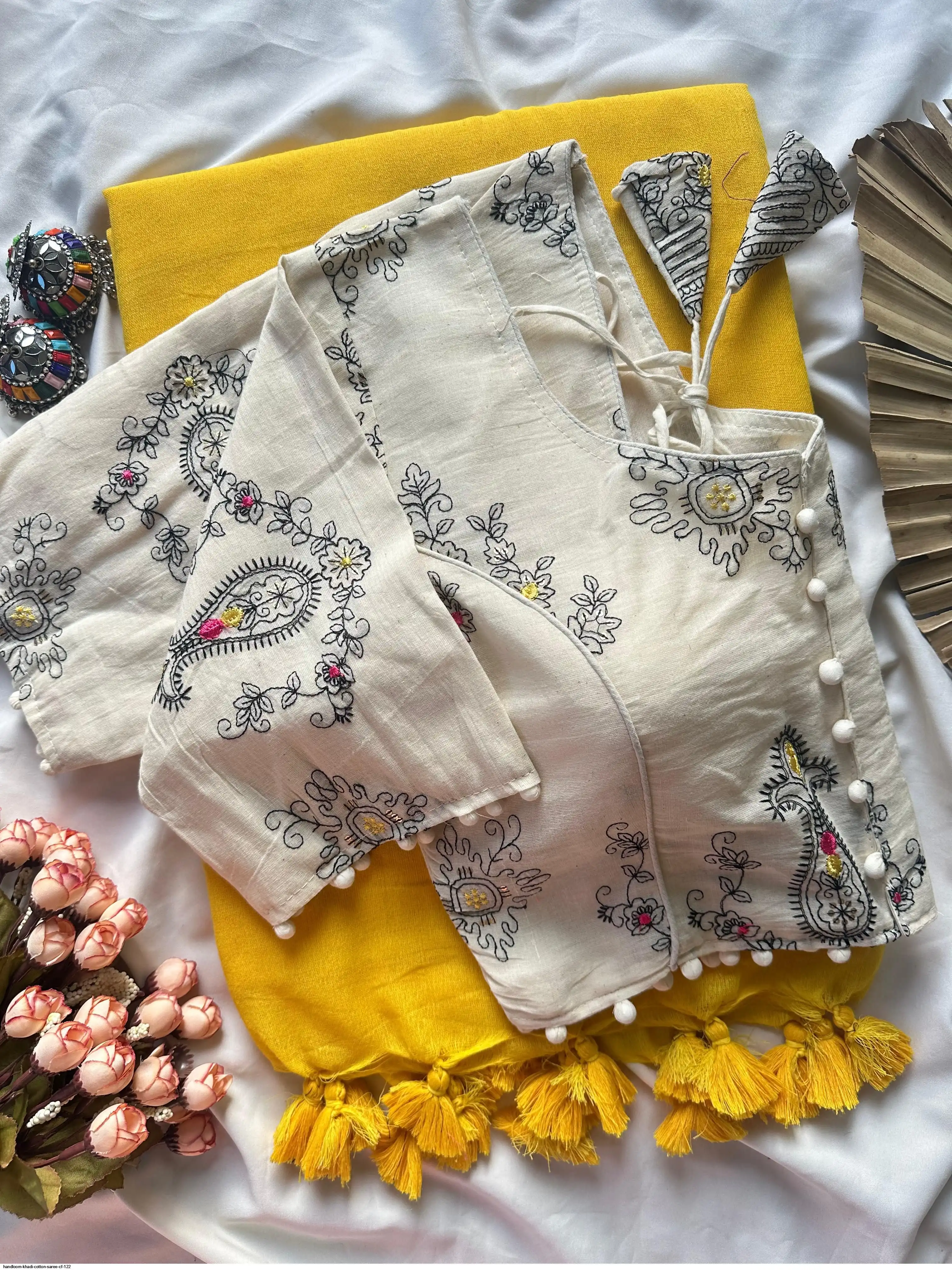 HANDLOOM KHADI COTTON SAREE CF 122 G
