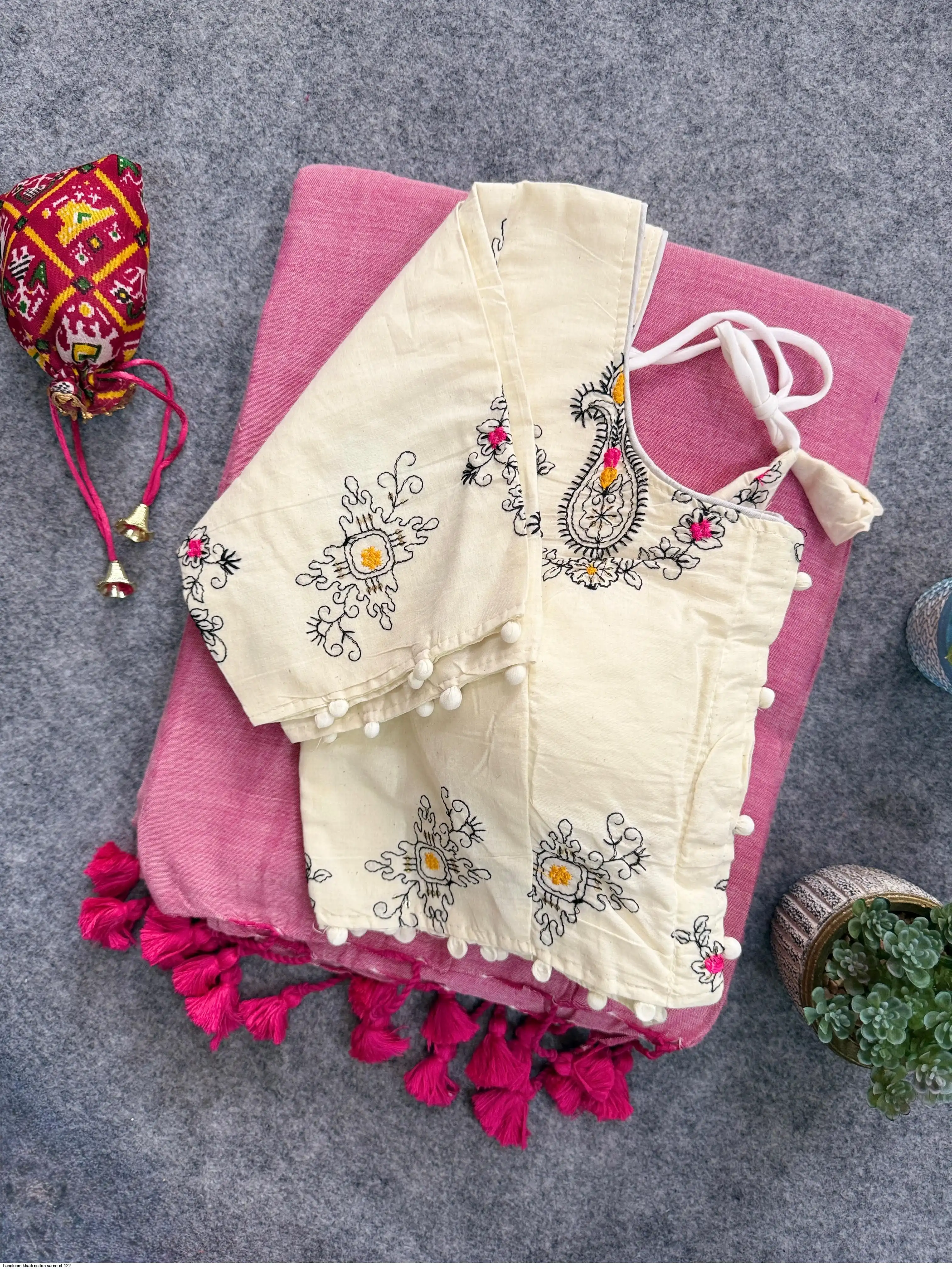 HANDLOOM KHADI COTTON SAREE CF 122 O