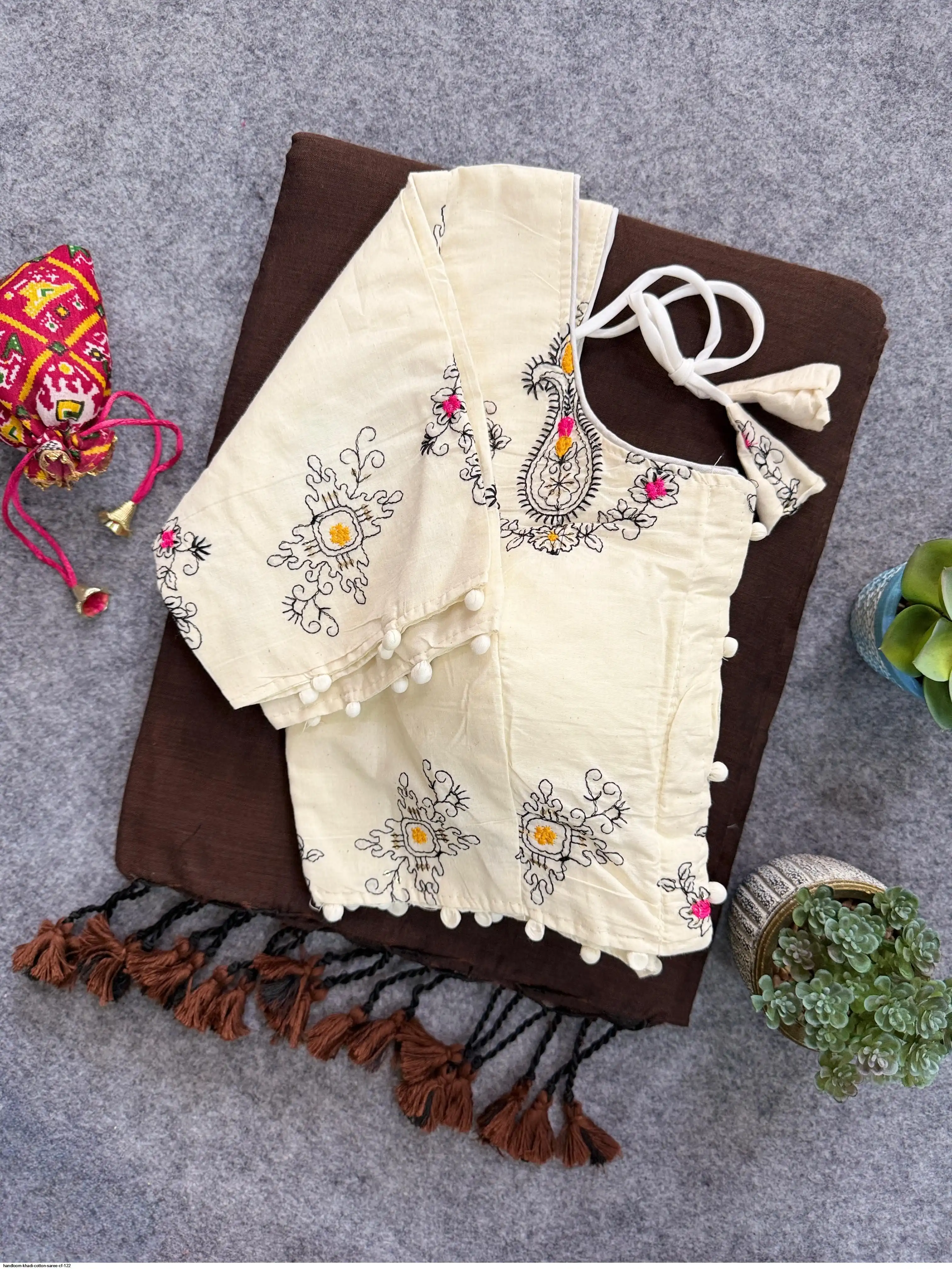 HANDLOOM KHADI COTTON SAREE CF 122 P