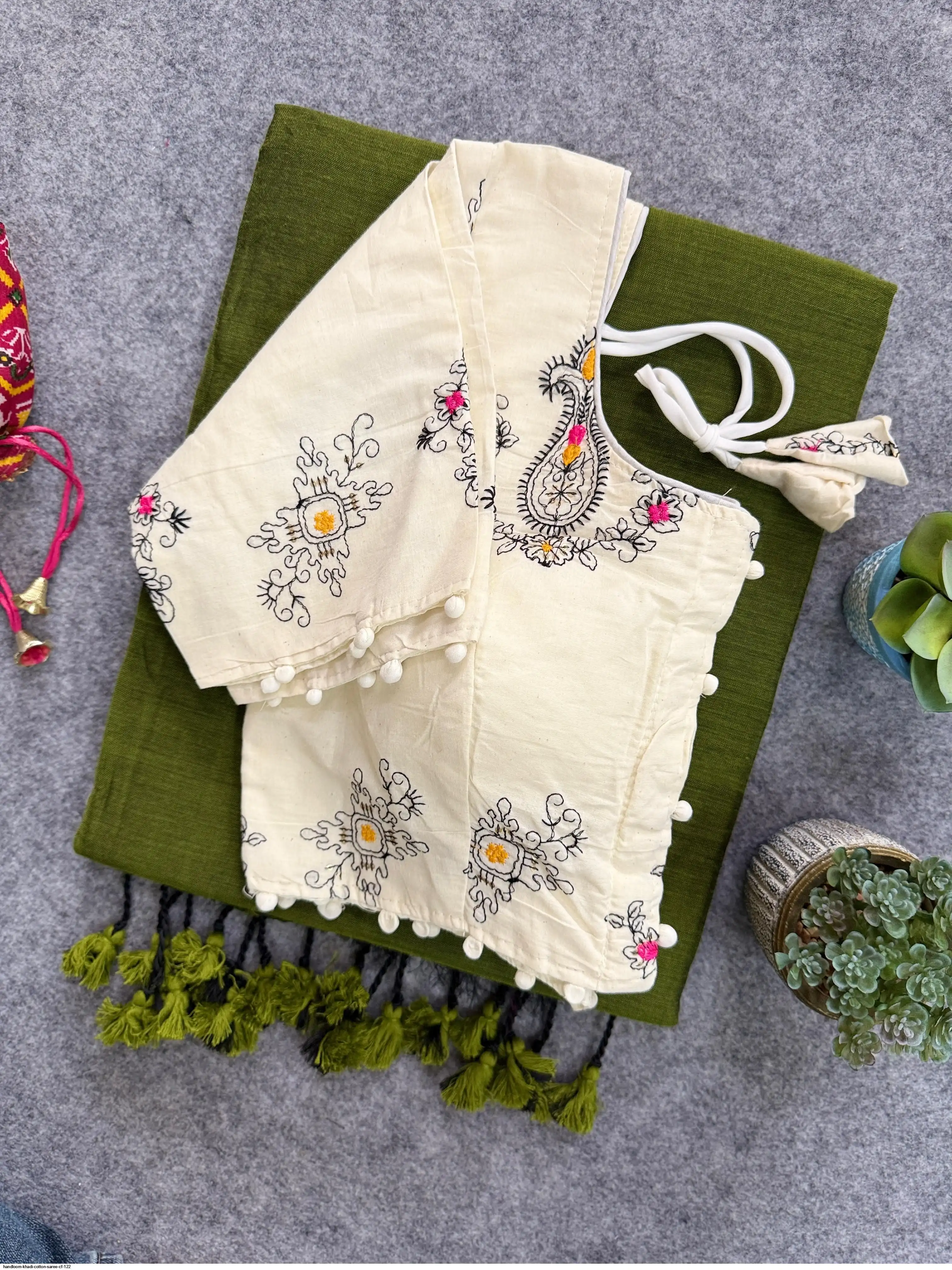 HANDLOOM KHADI COTTON SAREE CF 122 Q
