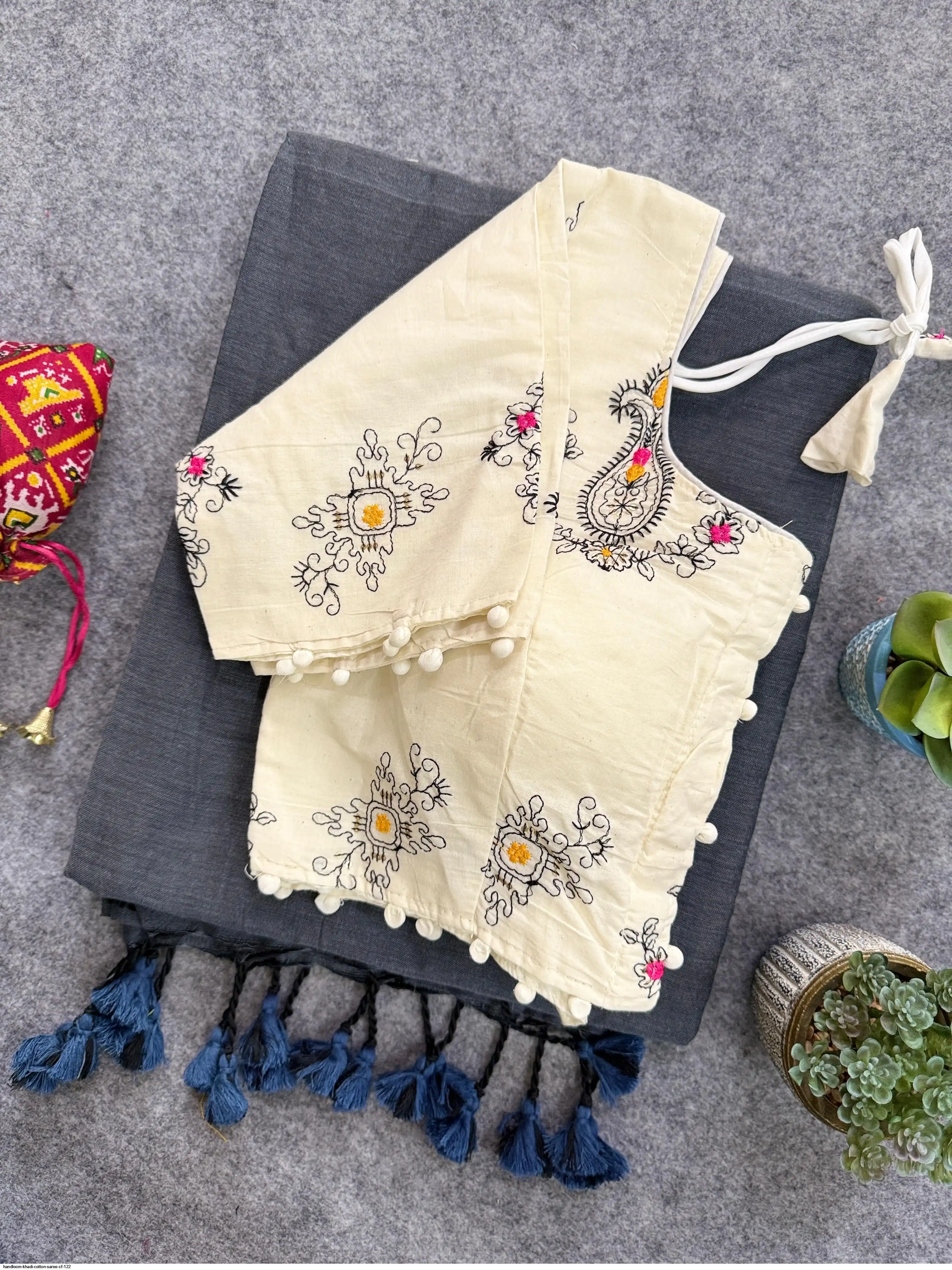 HANDLOOM KHADI COTTON SAREE CF 122 R