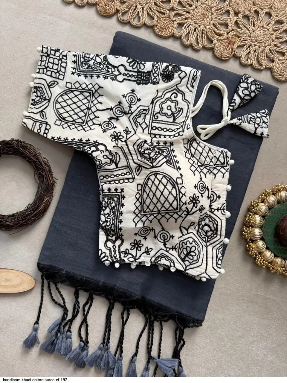 HANDLOOM KHADI COTTON SAREE CF 197 B