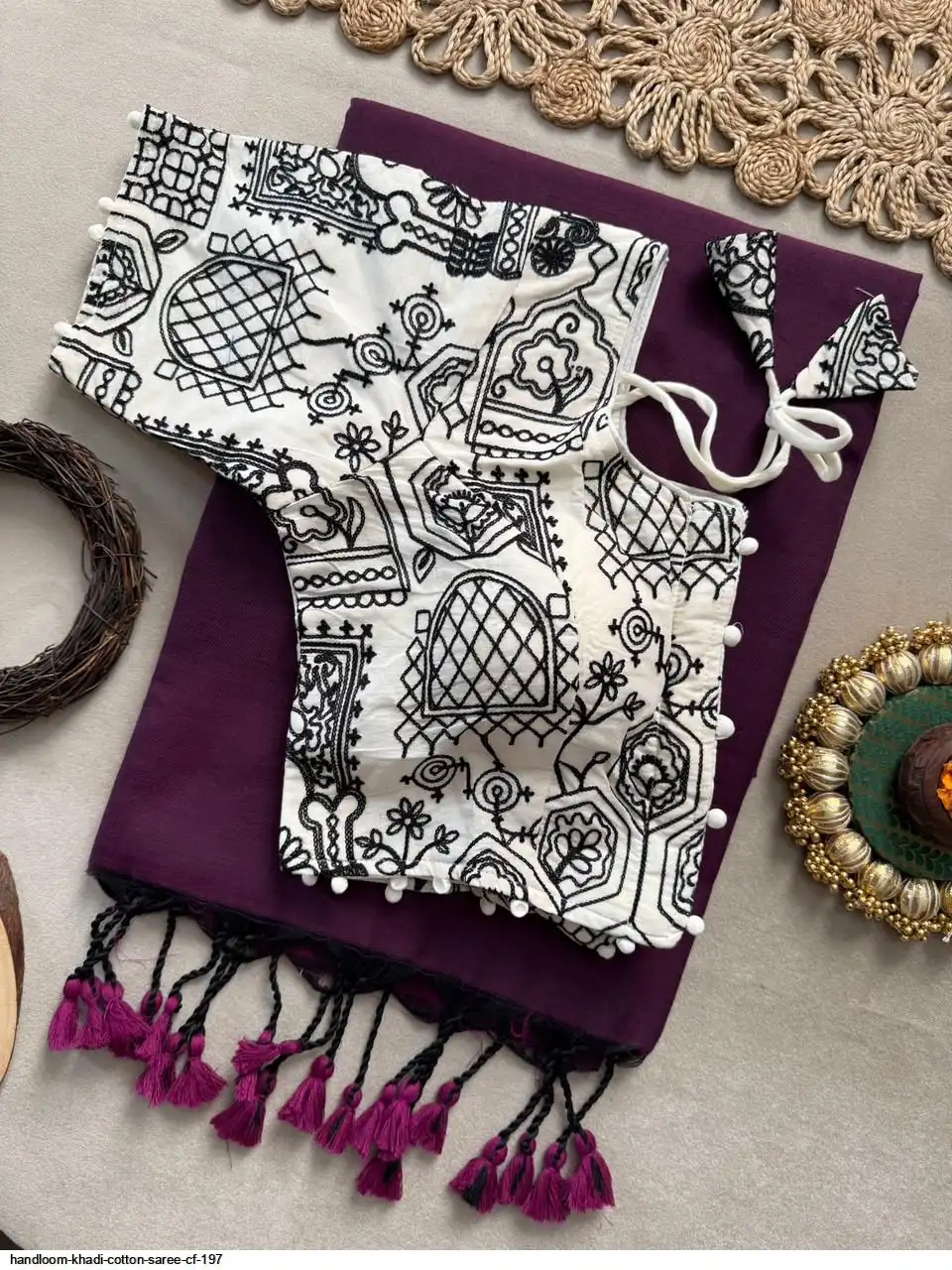 HANDLOOM KHADI COTTON SAREE CF 197 C
