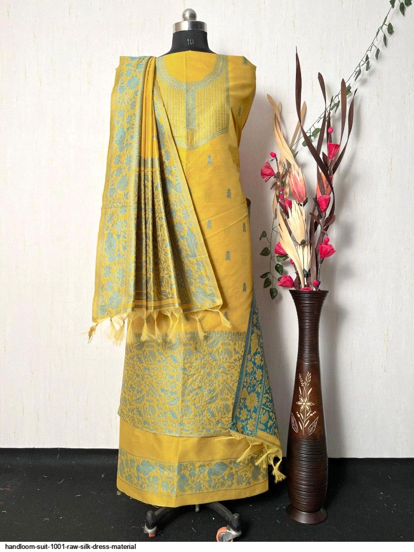 handloom silk dress material Pure Mango Silk Handloom Banarasi Dress Material