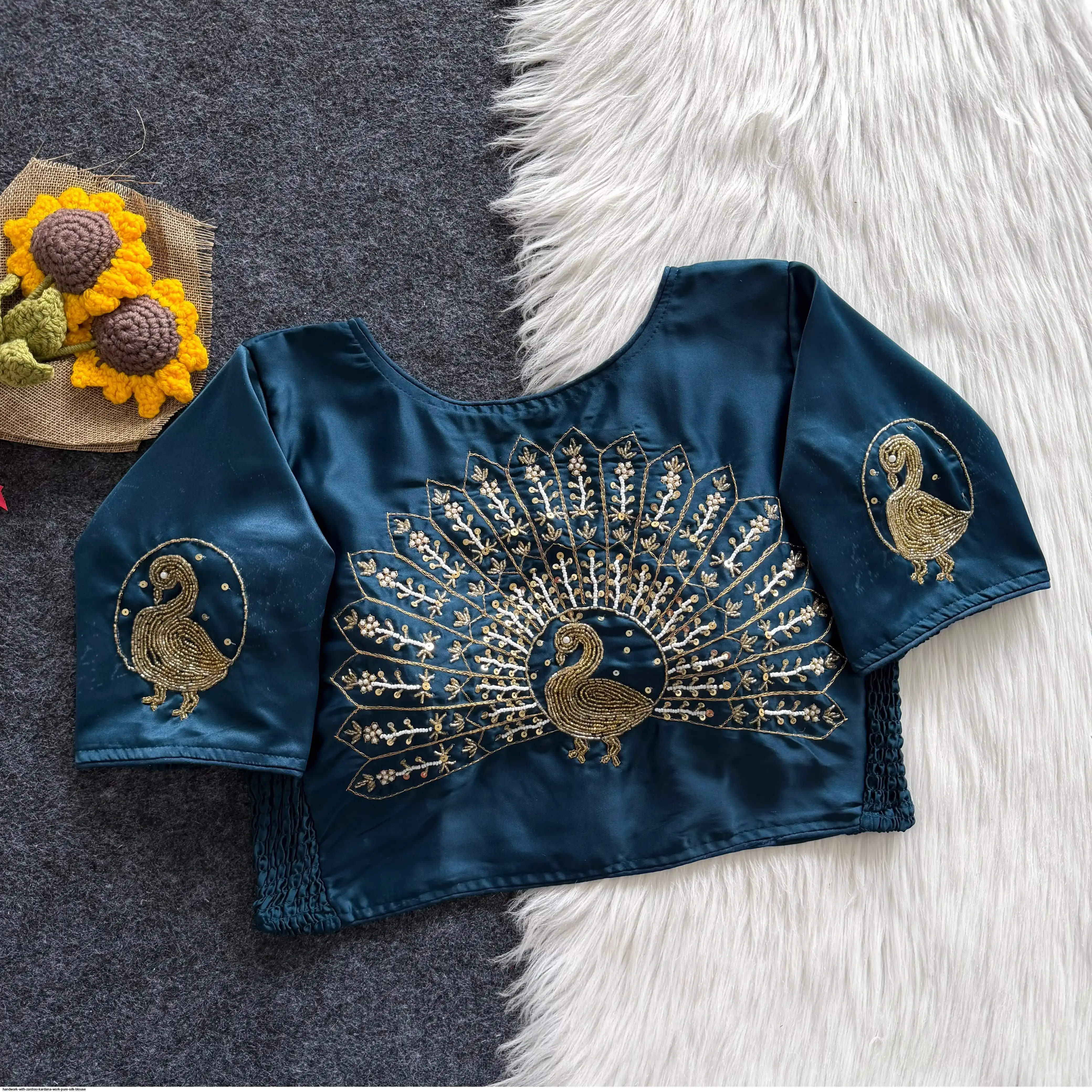 HANDWORK WITH ZARDOSI KARDANA WORK PURE SILK BLOUSE 1