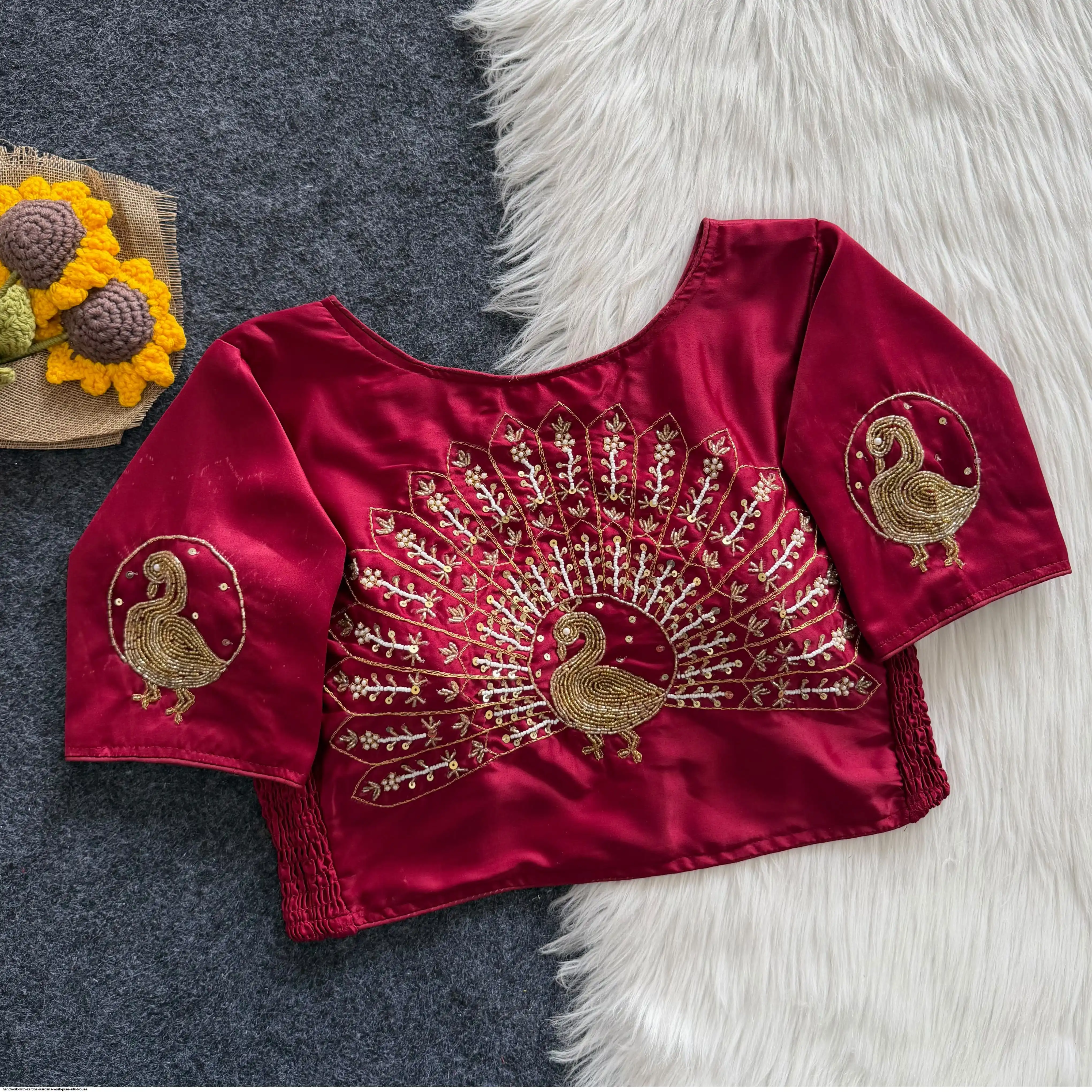HANDWORK WITH ZARDOSI KARDANA WORK PURE SILK BLOUSE 3
