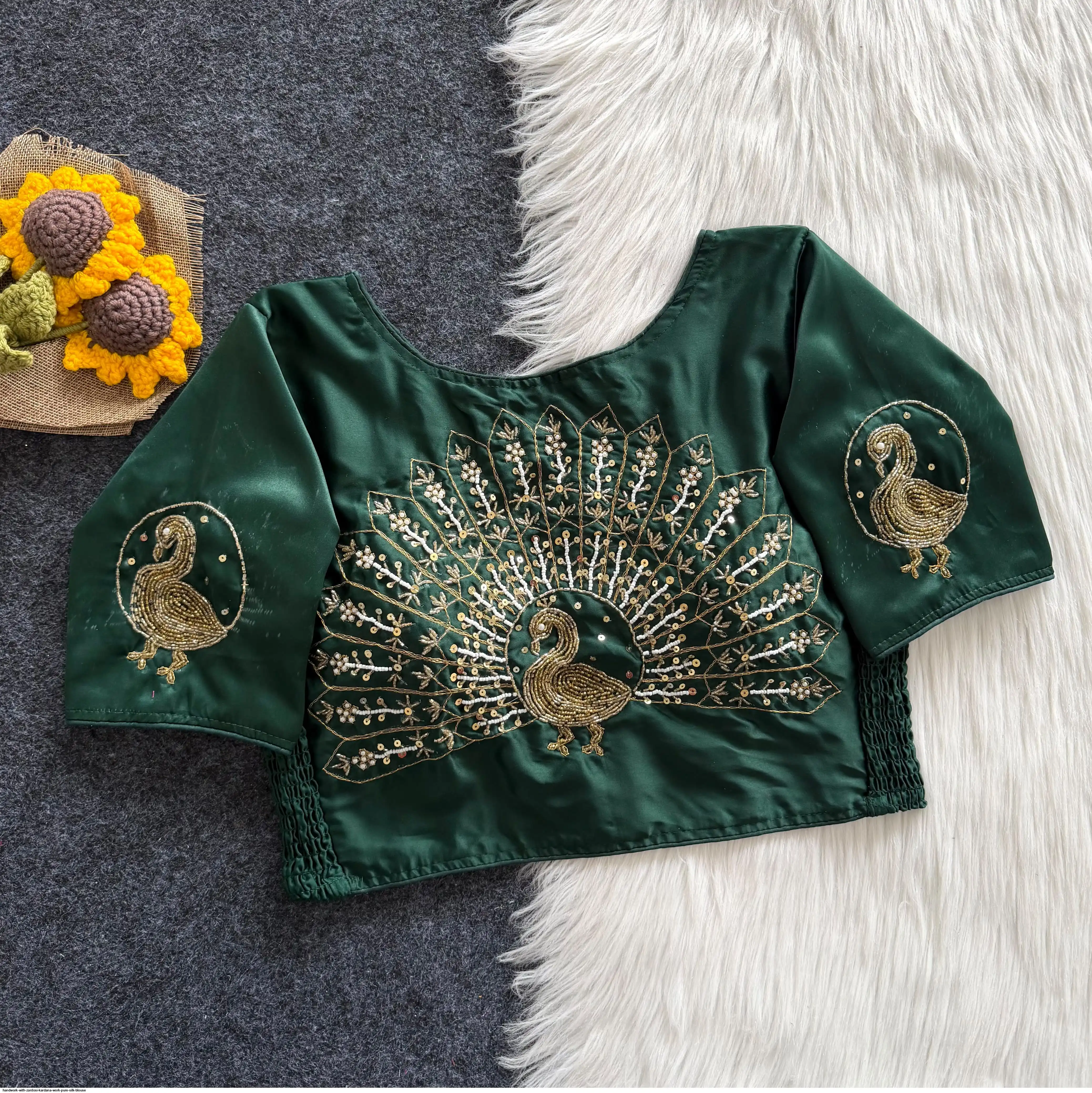 HANDWORK WITH ZARDOSI KARDANA WORK PURE SILK BLOUSE 2
