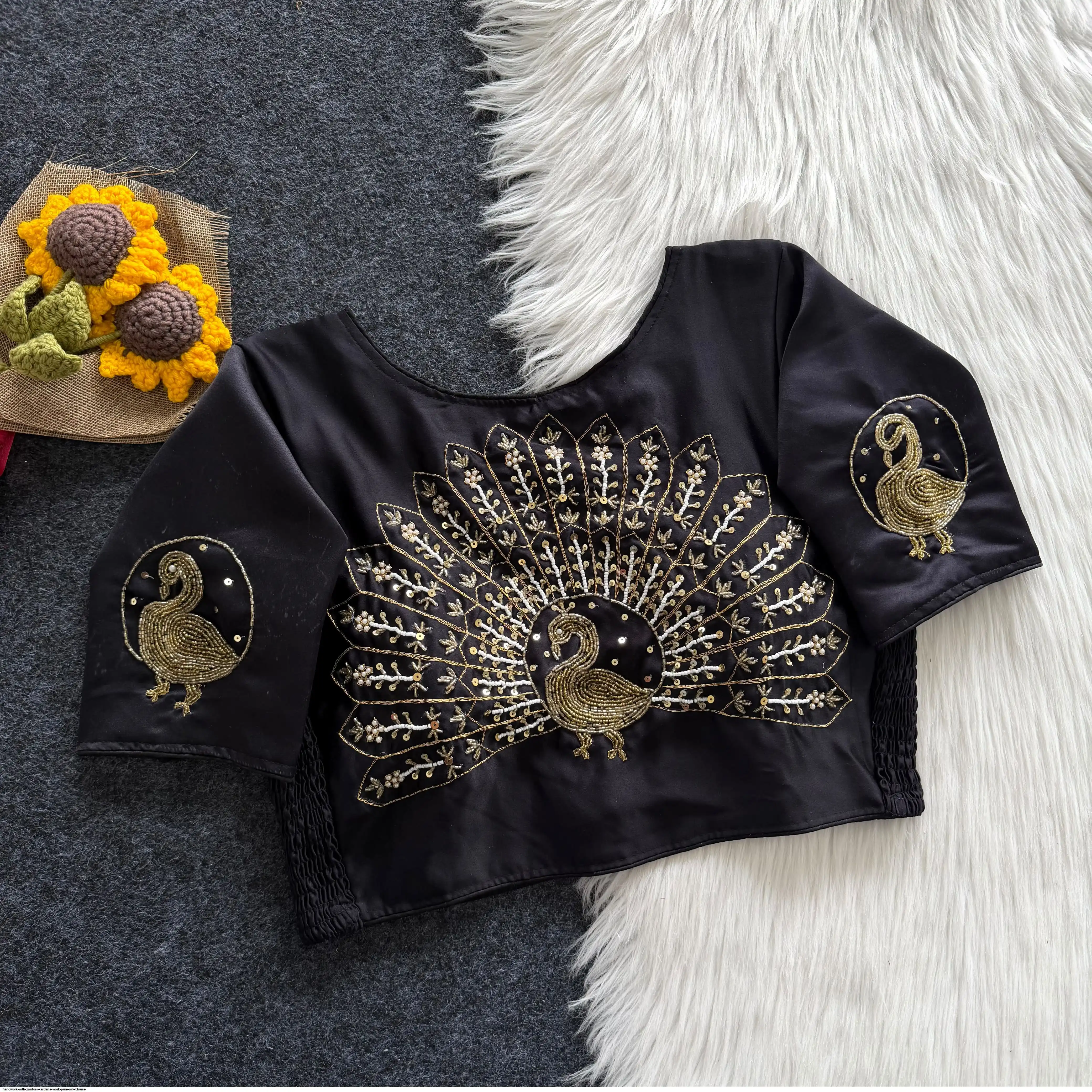 HANDWORK WITH ZARDOSI KARDANA WORK PURE SILK BLOUSE 4