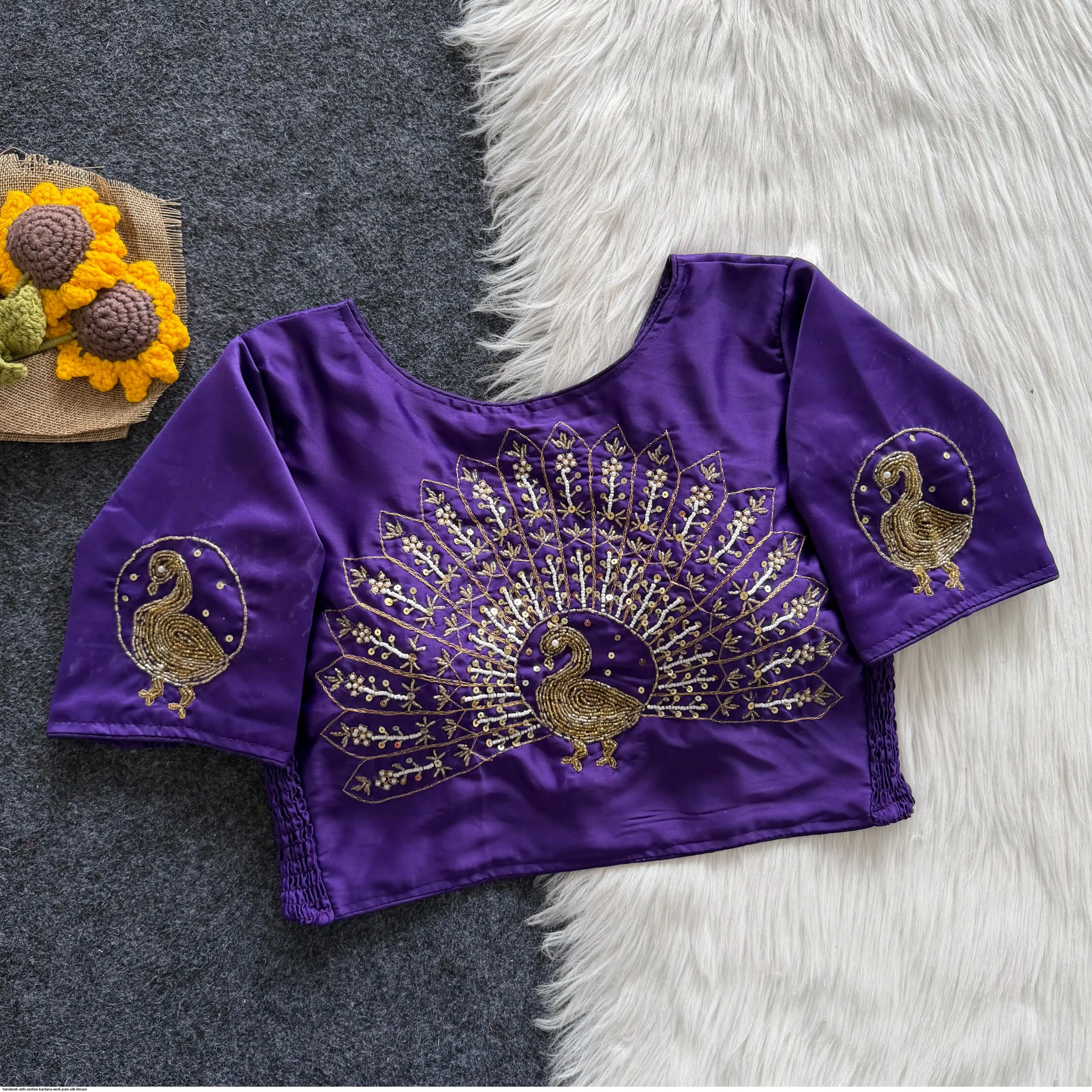 HANDWORK WITH ZARDOSI KARDANA WORK PURE SILK BLOUSE 5
