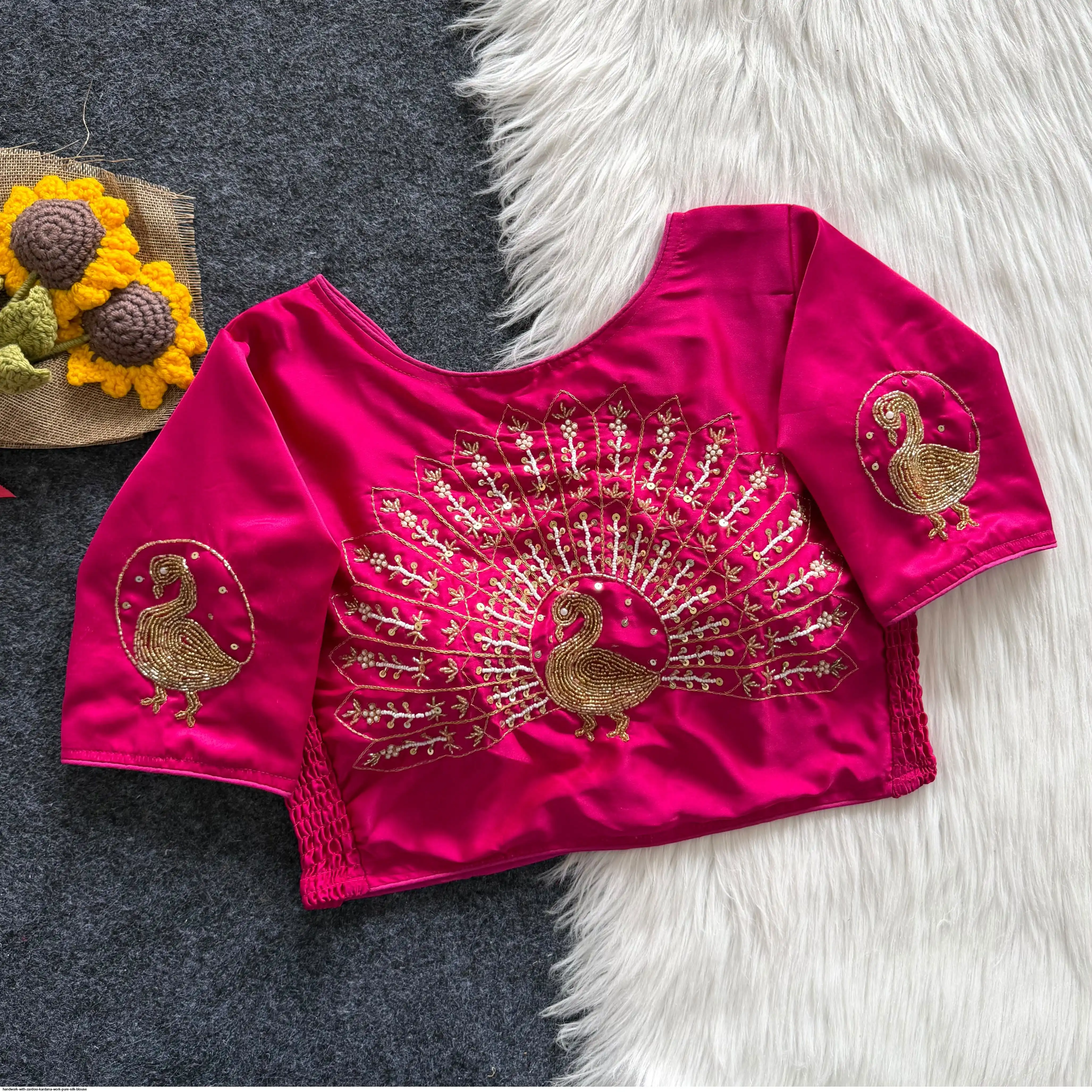 HANDWORK WITH ZARDOSI KARDANA WORK PURE SILK BLOUSE 6