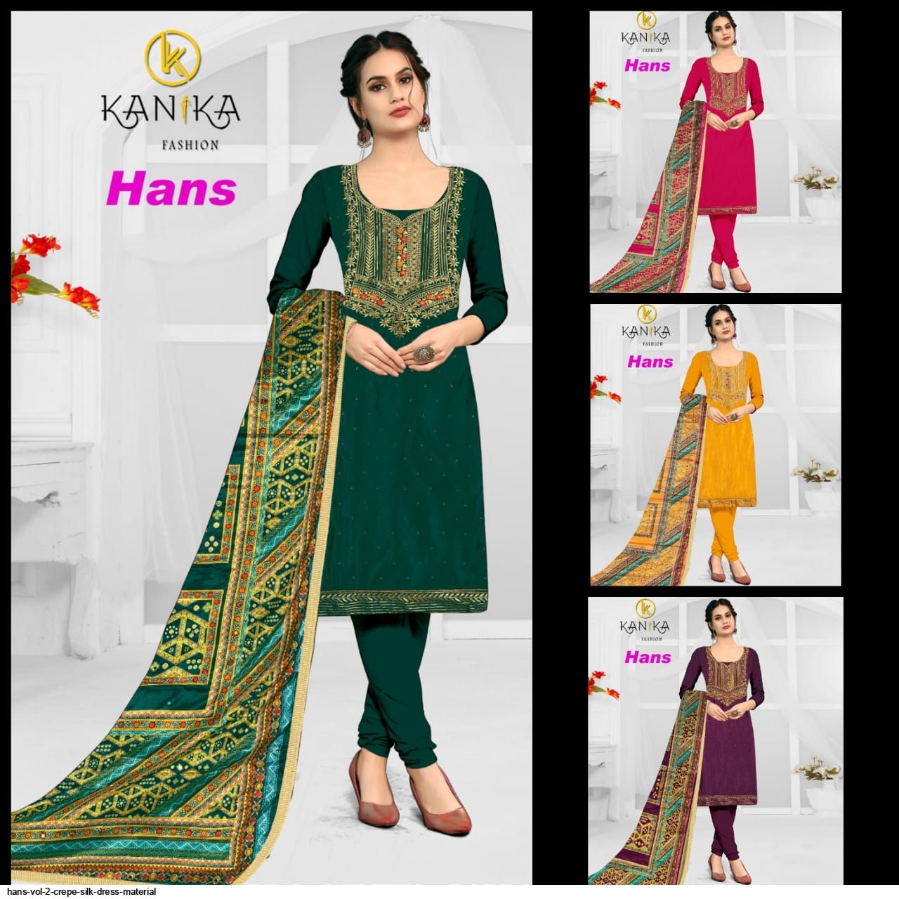 HANS VOL 2 CREPE SILK DRESS MATERIAL