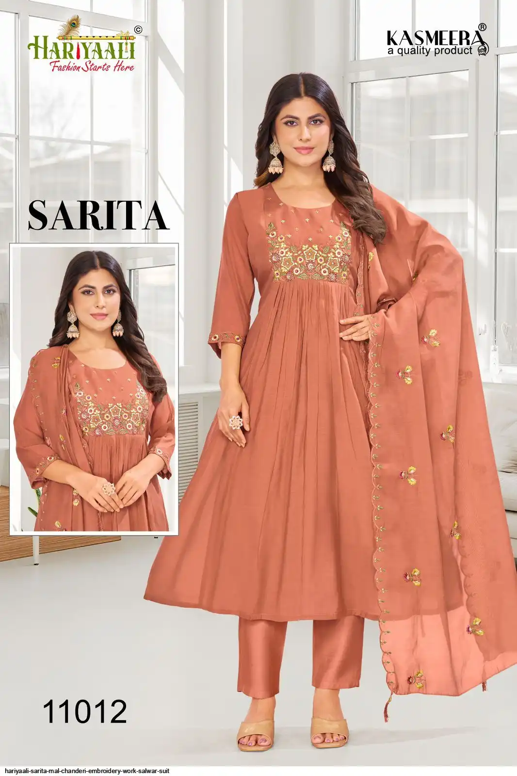 HARIYAALI SARITA MAL CHANDERI EMBROIDERY WORK SALWAR SUIT 11012