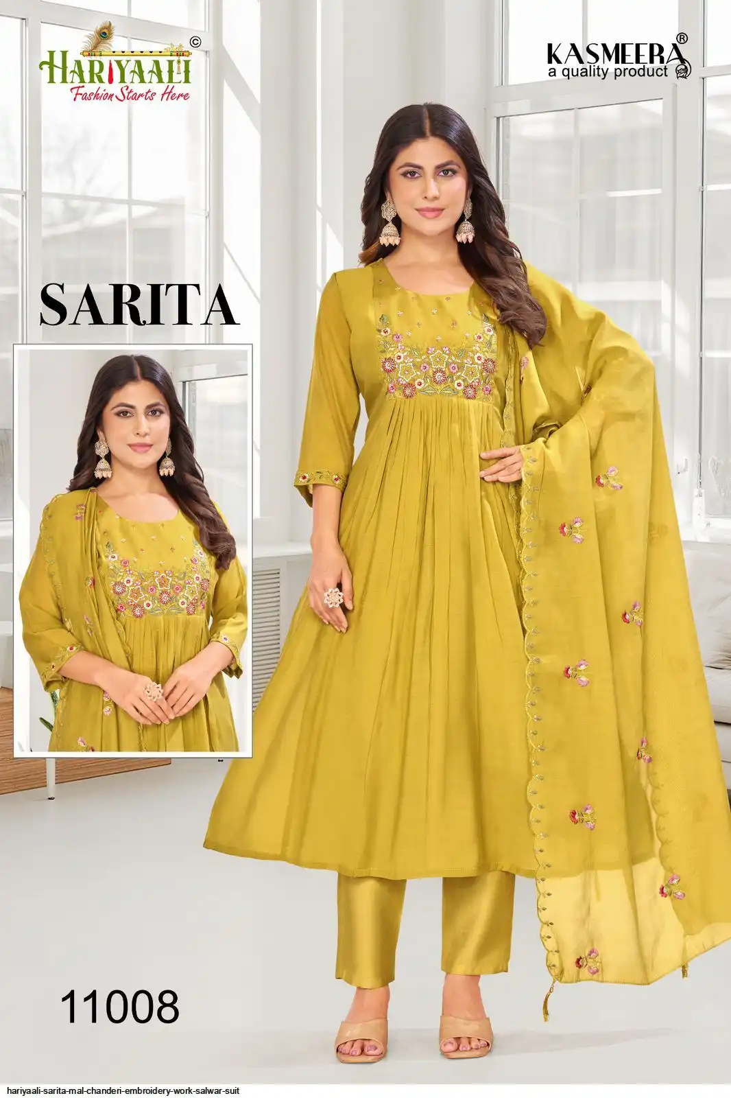 HARIYAALI SARITA MAL CHANDERI EMBROIDERY WORK SALWAR SUIT 11008