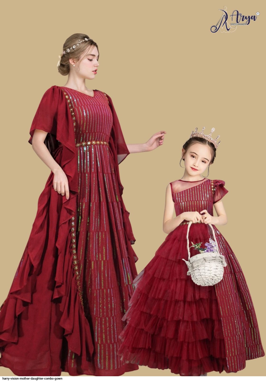 Printed Daughter Mother Combo Dress, Machine Wash, Party Wear at Rs 1500 in  Surat