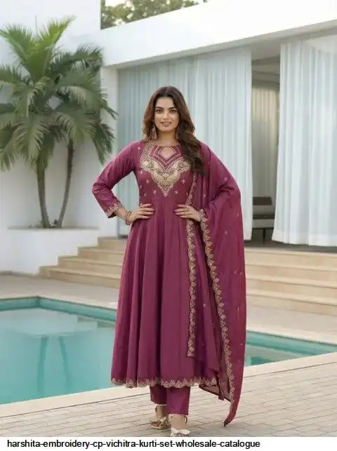 HARSHITA EMBROIDERY CP VICHITRA KURTI SET WHOLESALE CATALOGUE B