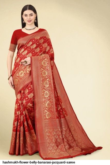 Keya' Red Pure Katan Silk Banarasi Handloom Saree - Tilfi