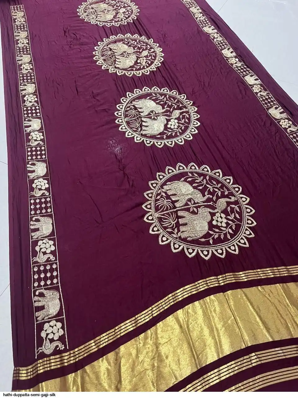 HATHI DUPPATTA SEMI GAJJI SILK 5
