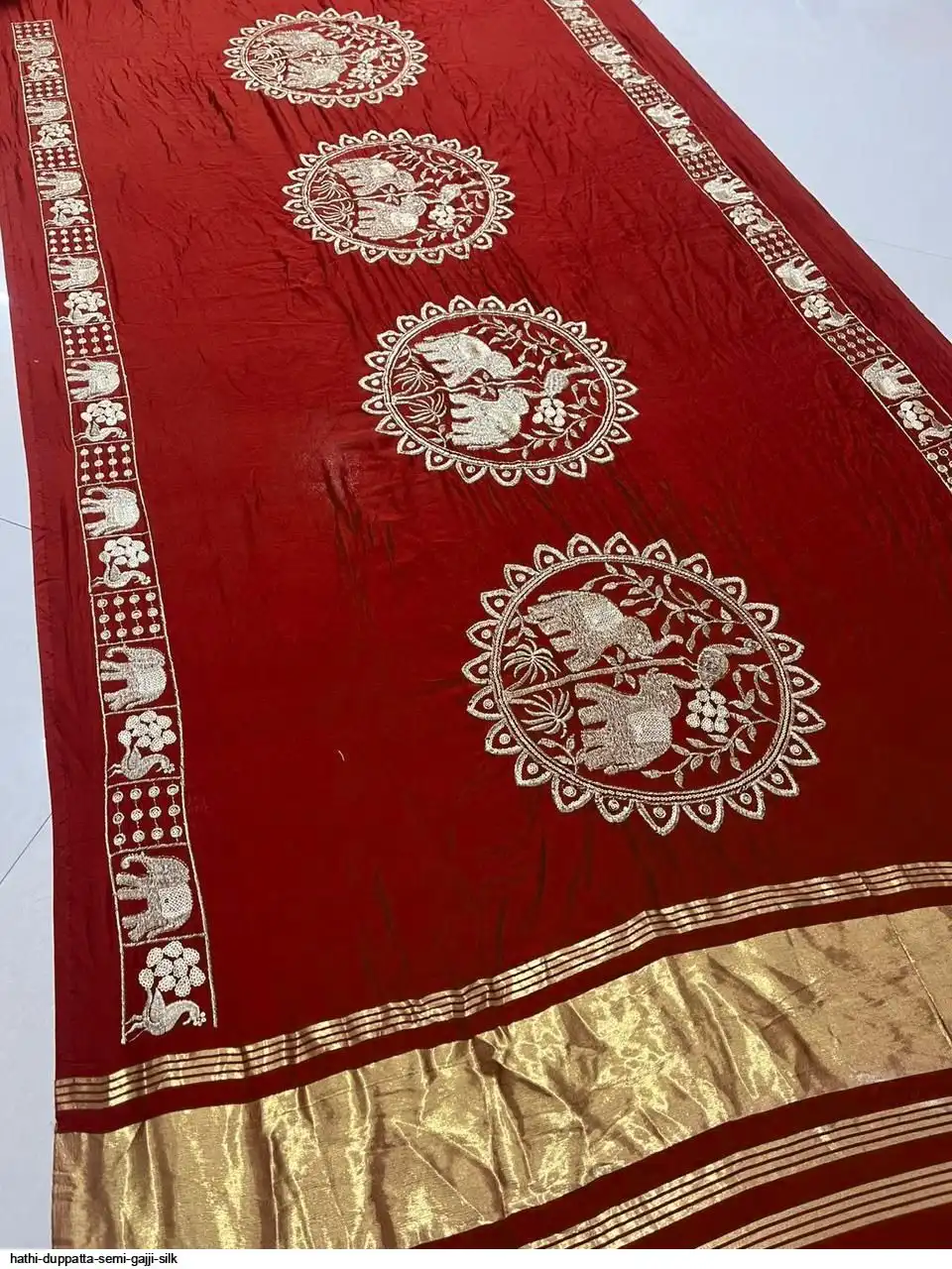 HATHI DUPPATTA SEMI GAJJI SILK 6