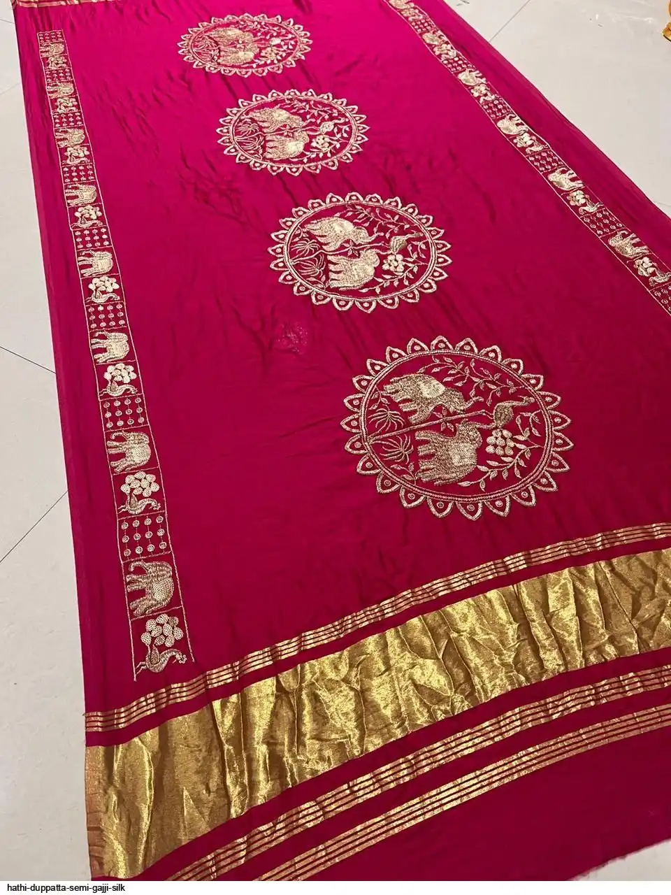 HATHI DUPPATTA SEMI GAJJI SILK 8