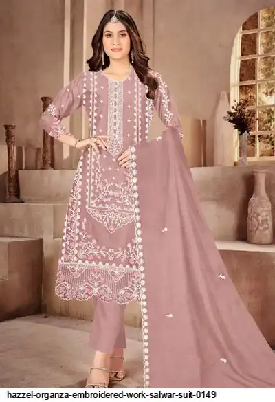HAZZEL ORGANZA EMBROIDERED WORK DRESS MATERIAL  0149