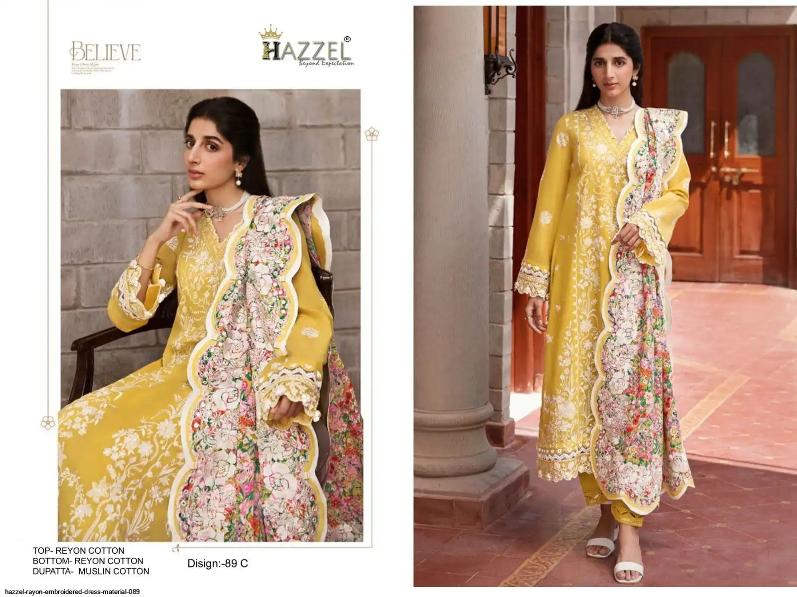 HAZZEL RAYON EMBROIDERED DRESS MATERIAL 089