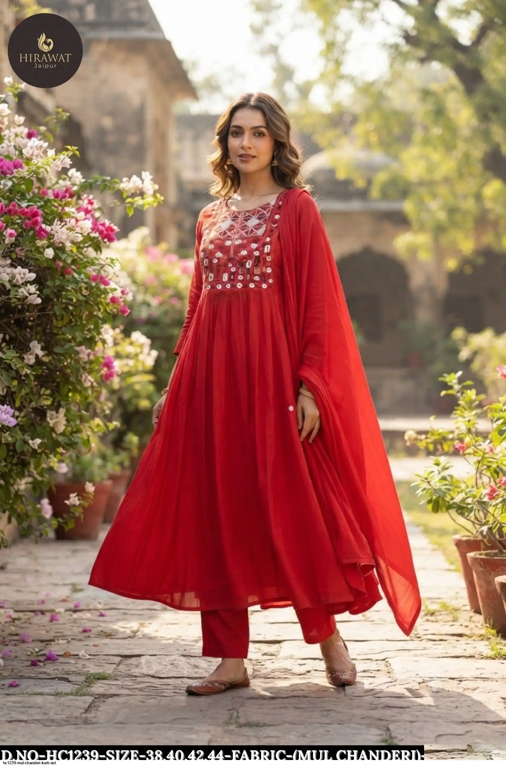 HC1239 MUL CHANDERI KURTI SET B