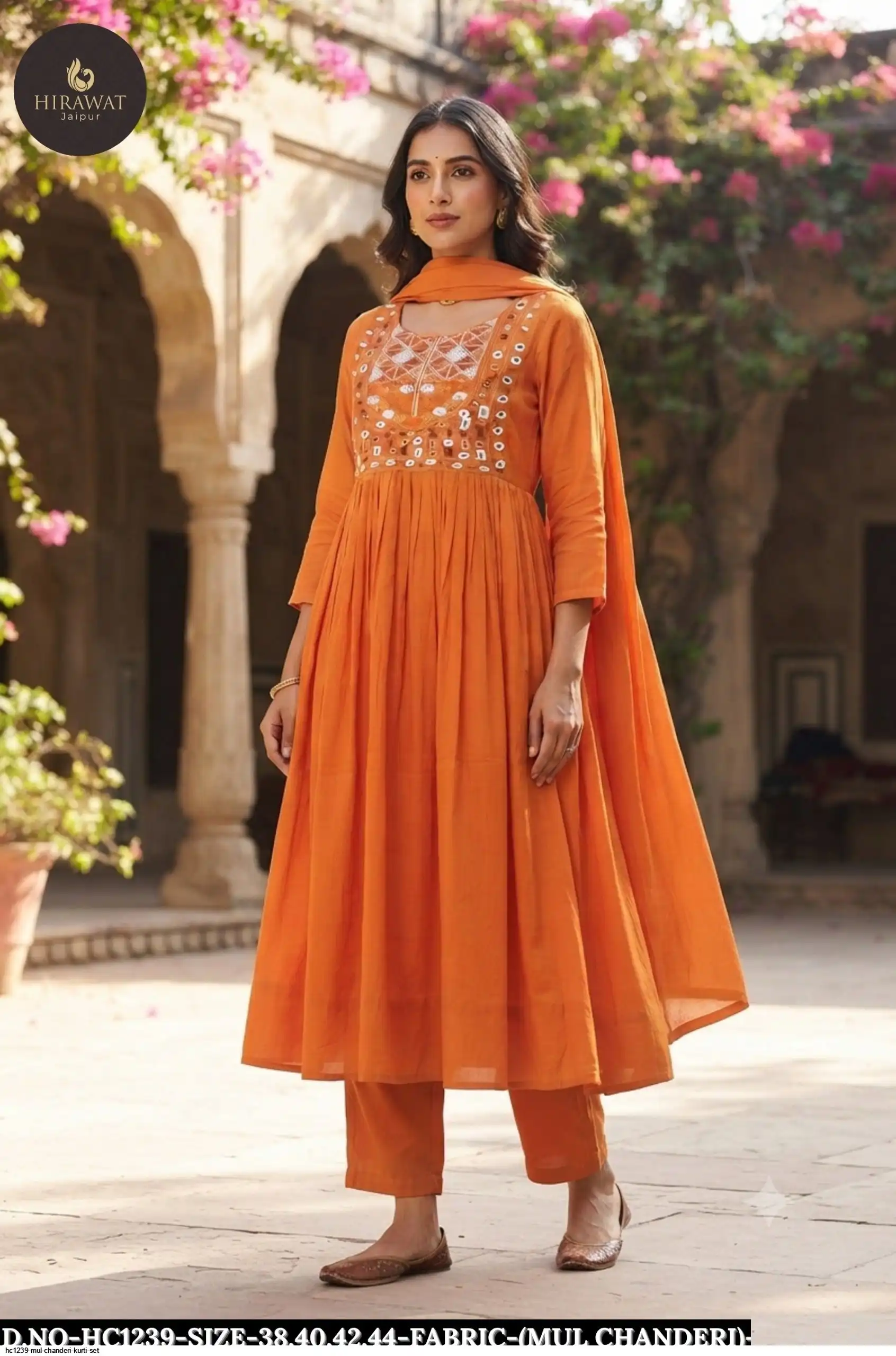 HC1239 MUL CHANDERI KURTI SET D