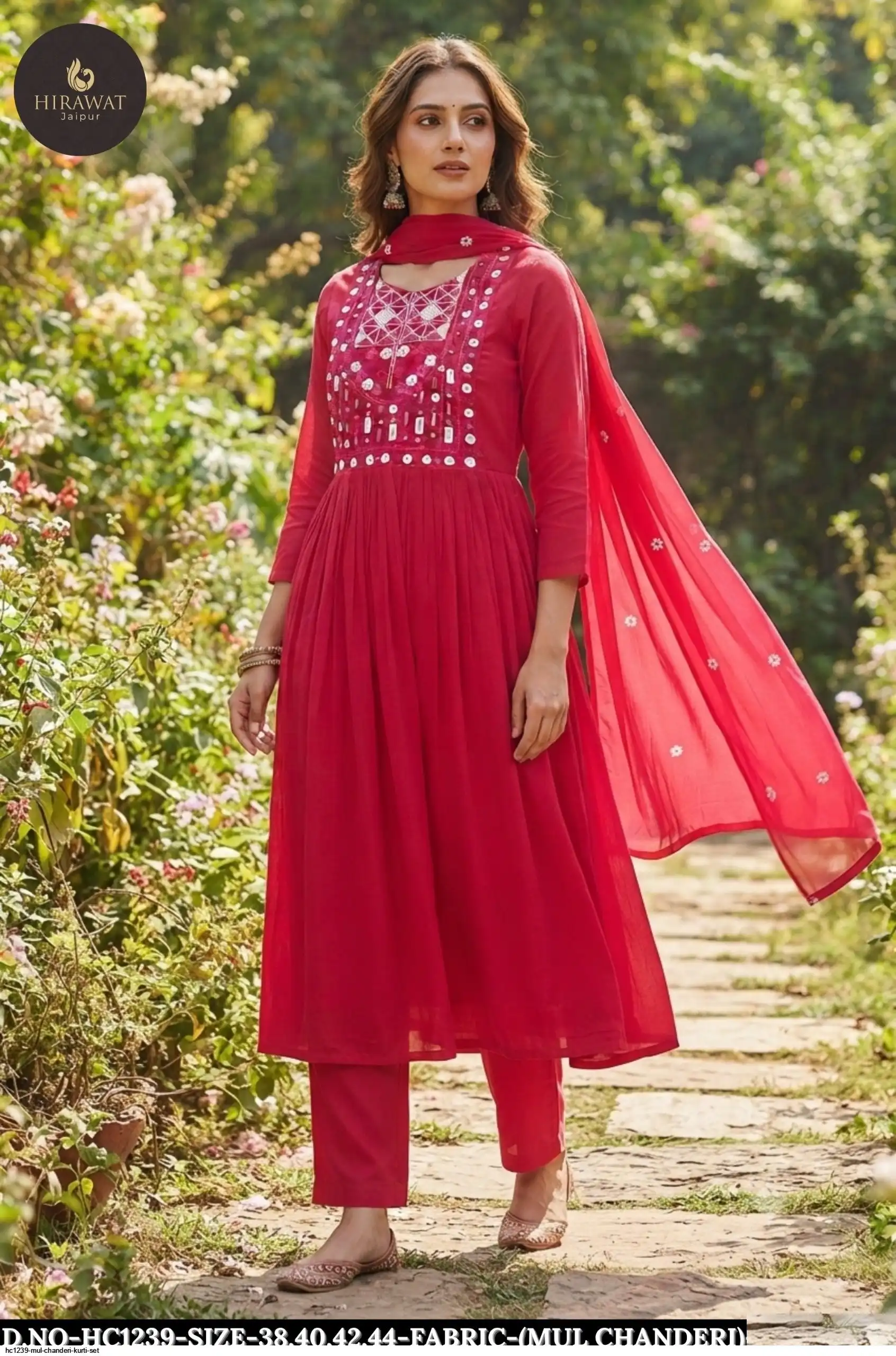 HC1239 MUL CHANDERI KURTI SET C