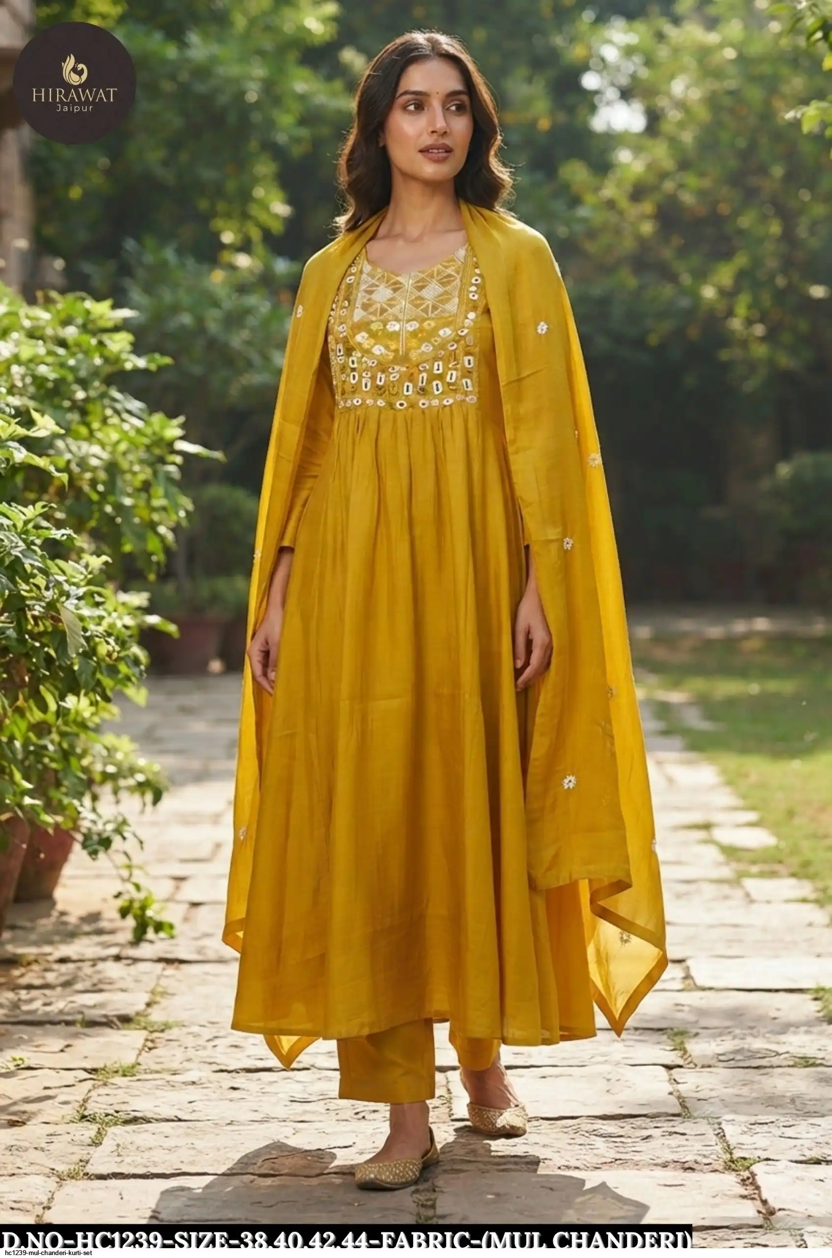 HC1239 MUL CHANDERI KURTI SET A