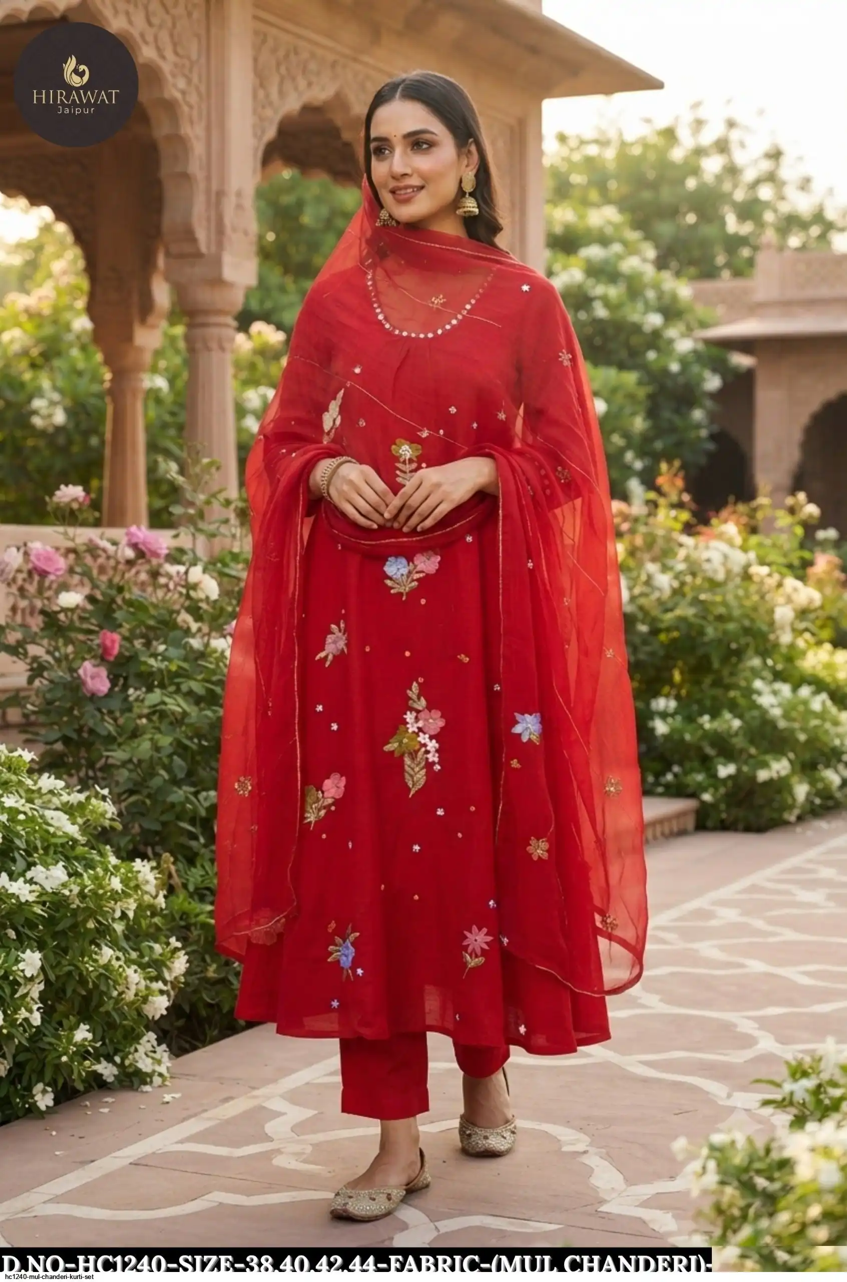 HC1240 MUL CHANDERI KURTI SET D