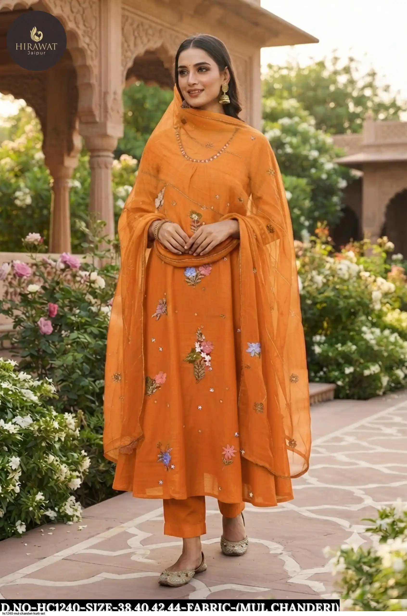 HC1240 MUL CHANDERI KURTI SET E