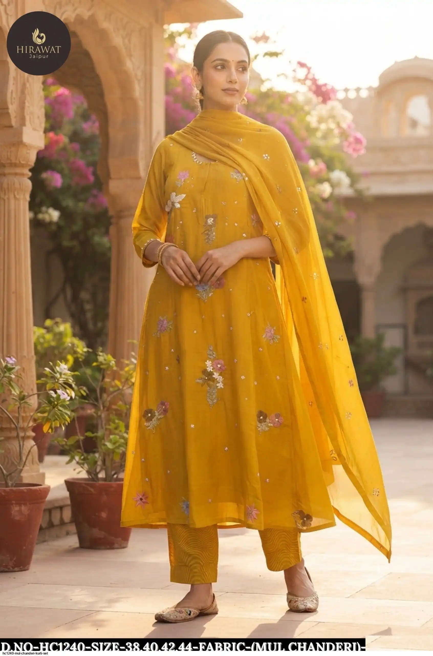 HC1240 MUL CHANDERI KURTI SET B