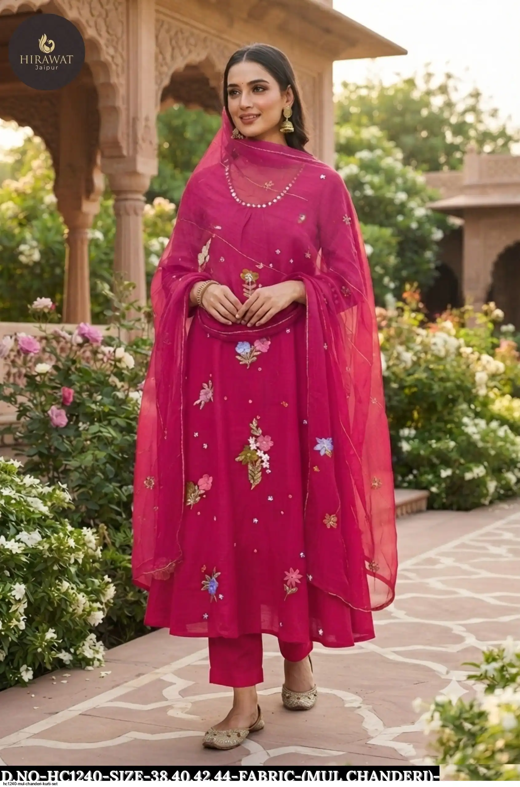 HC1240 MUL CHANDERI KURTI SET C