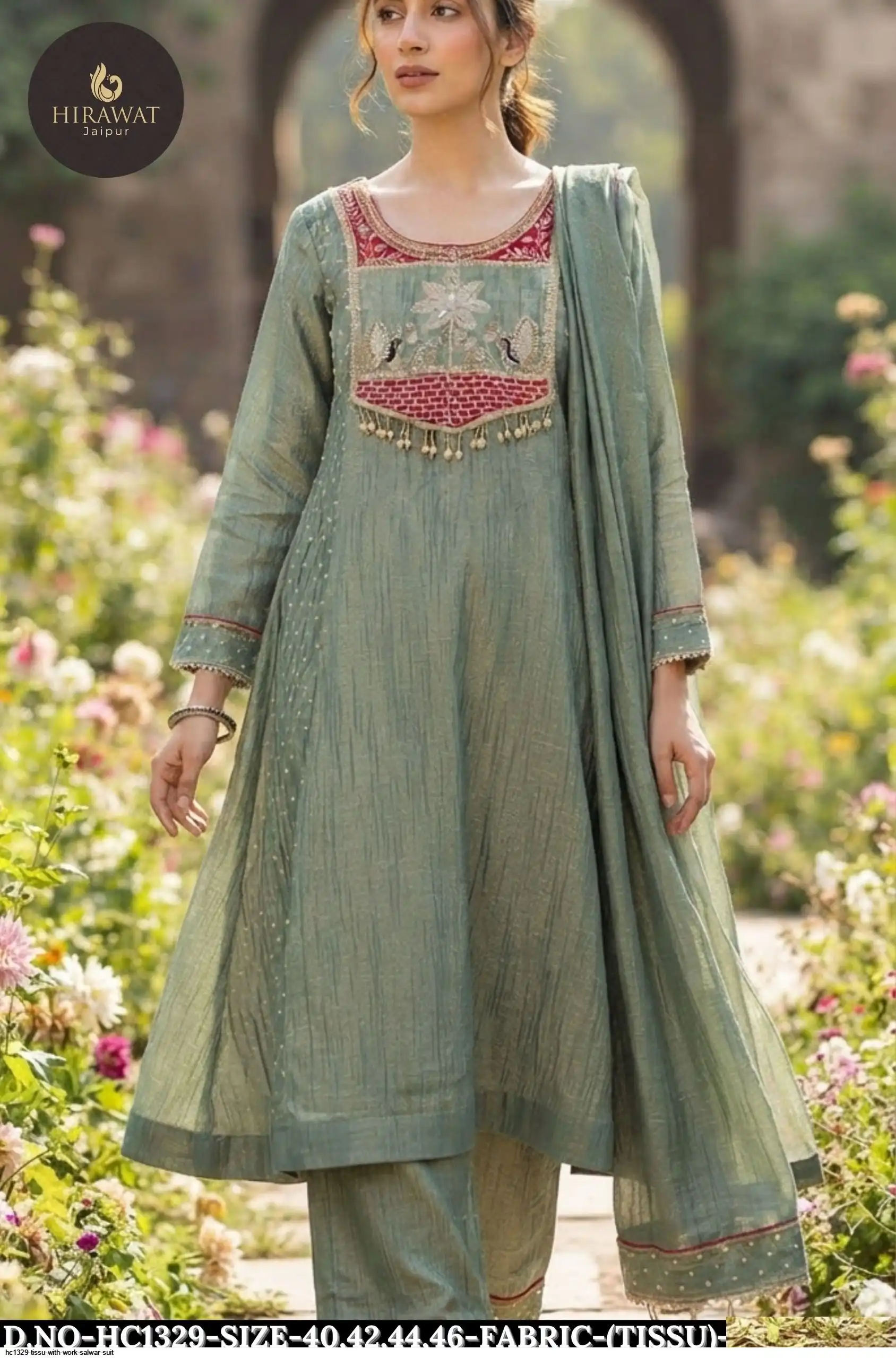 HC1329 TISSU WITH WORK SALWAR SUIT B