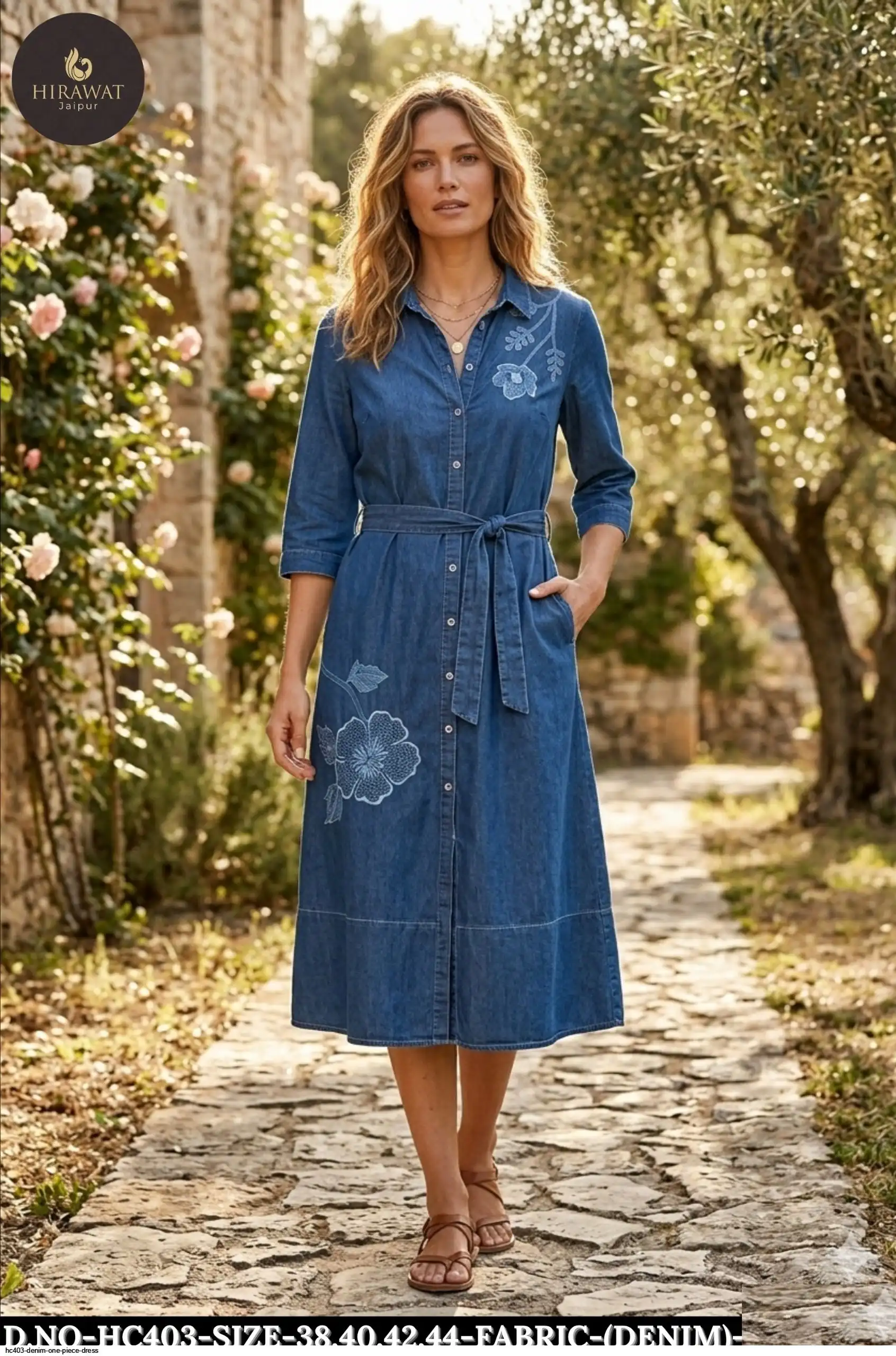 HC403 Denim One Piece Dress Wholesale India