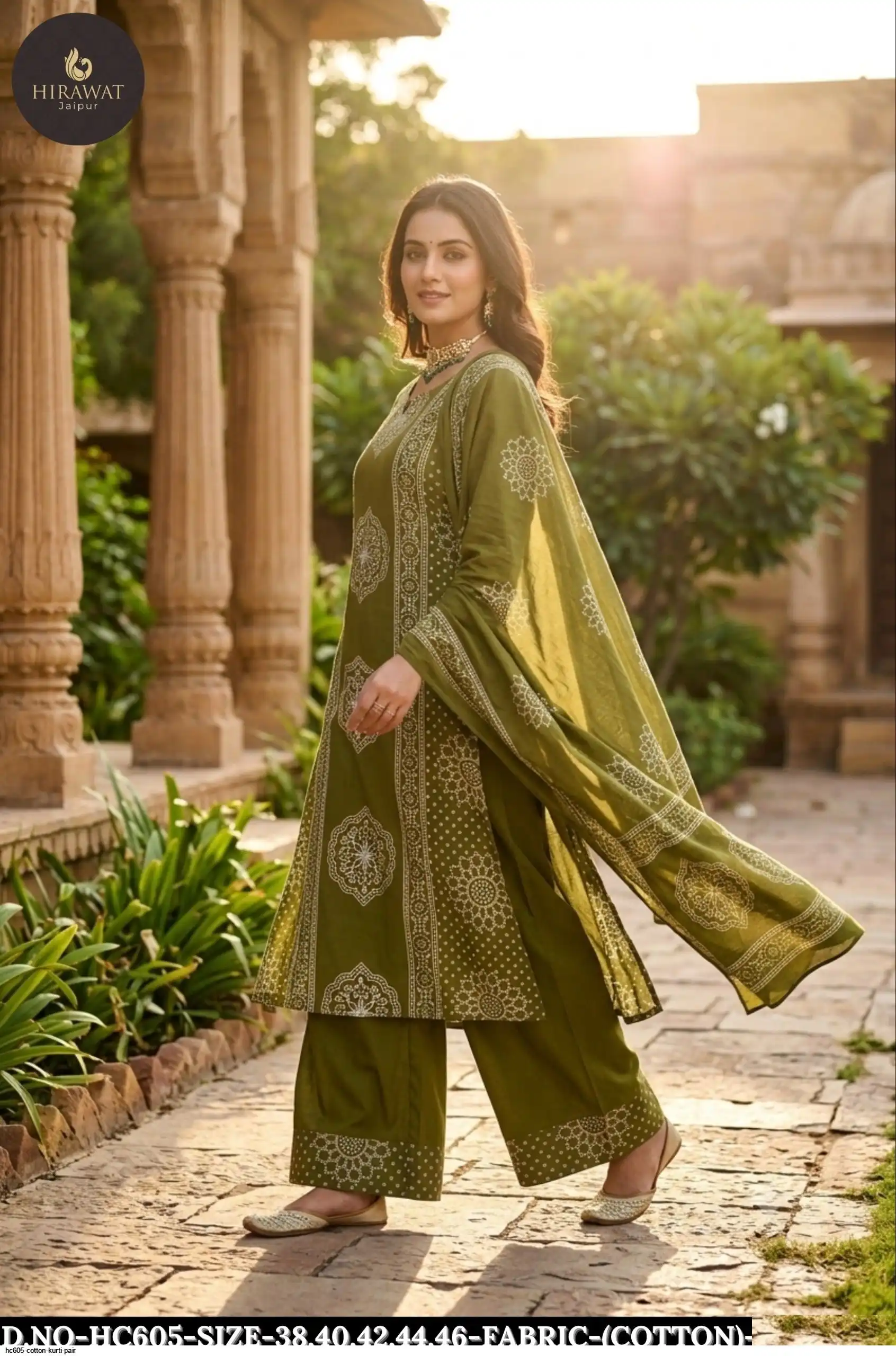 HC605 COTTON KURTI PAIR E