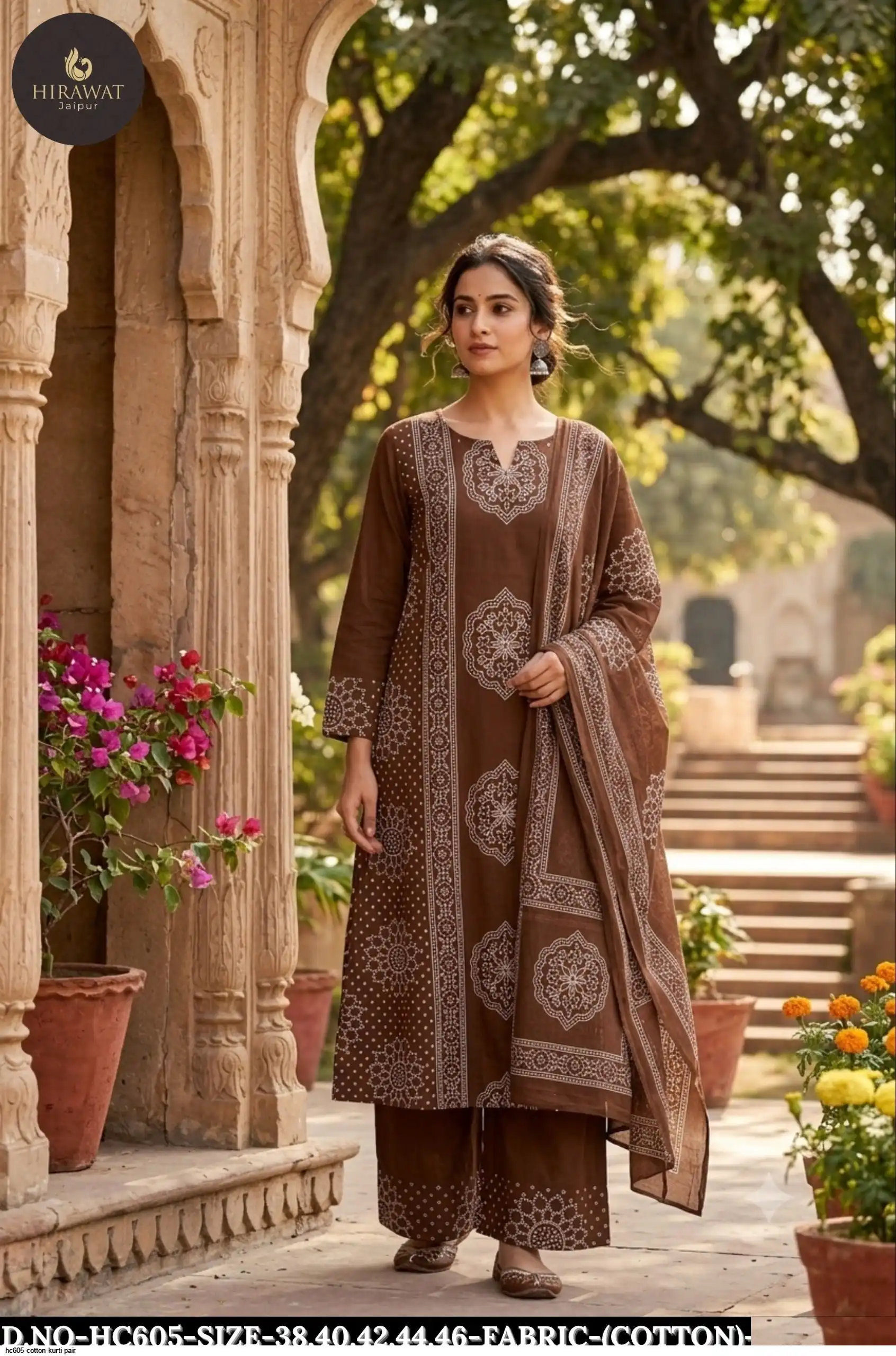 HC605 COTTON KURTI PAIR F