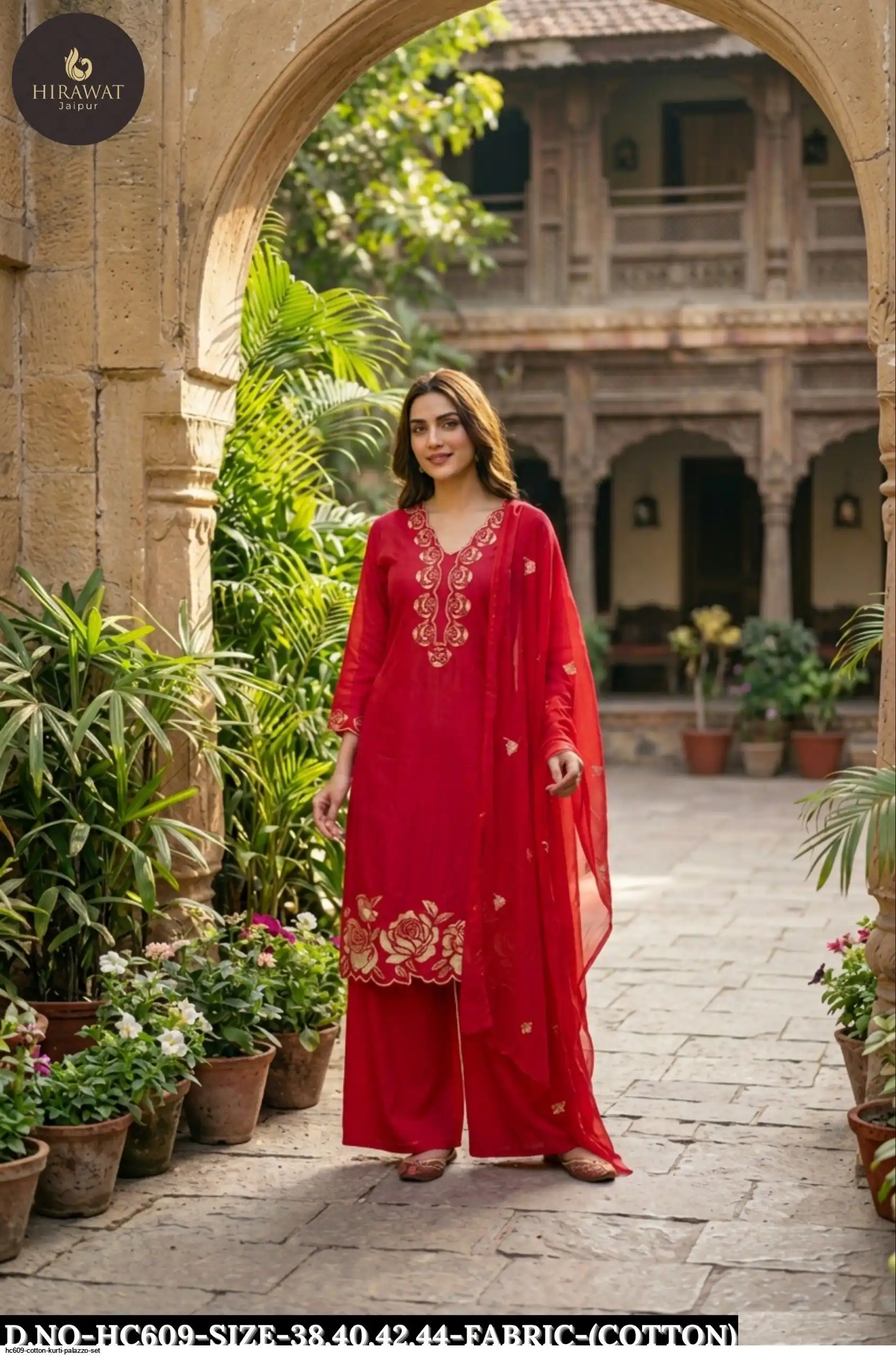 HC609 COTTON KURTI PALAZZO SET B