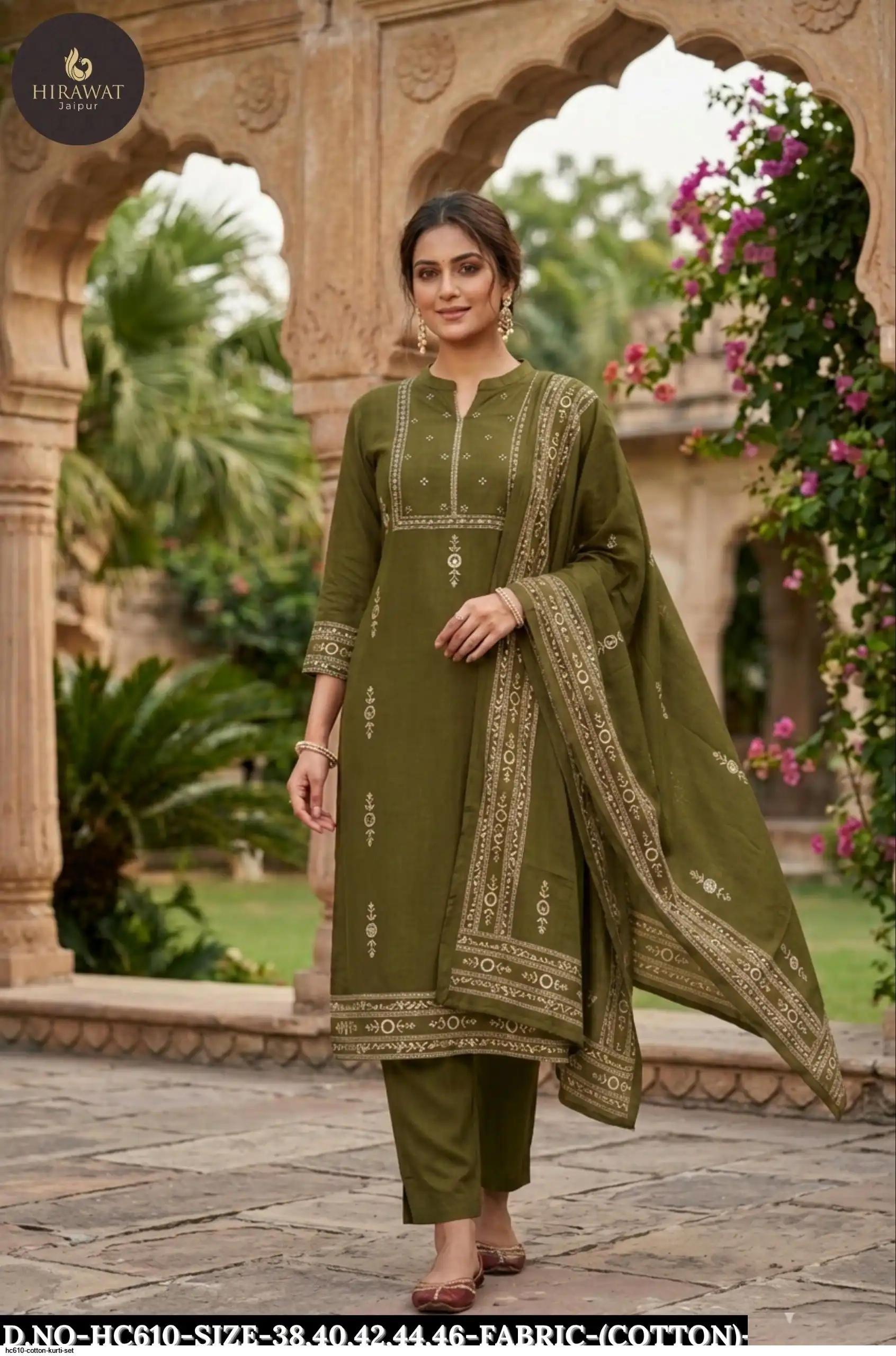 HC610 COTTON KURTI SET E