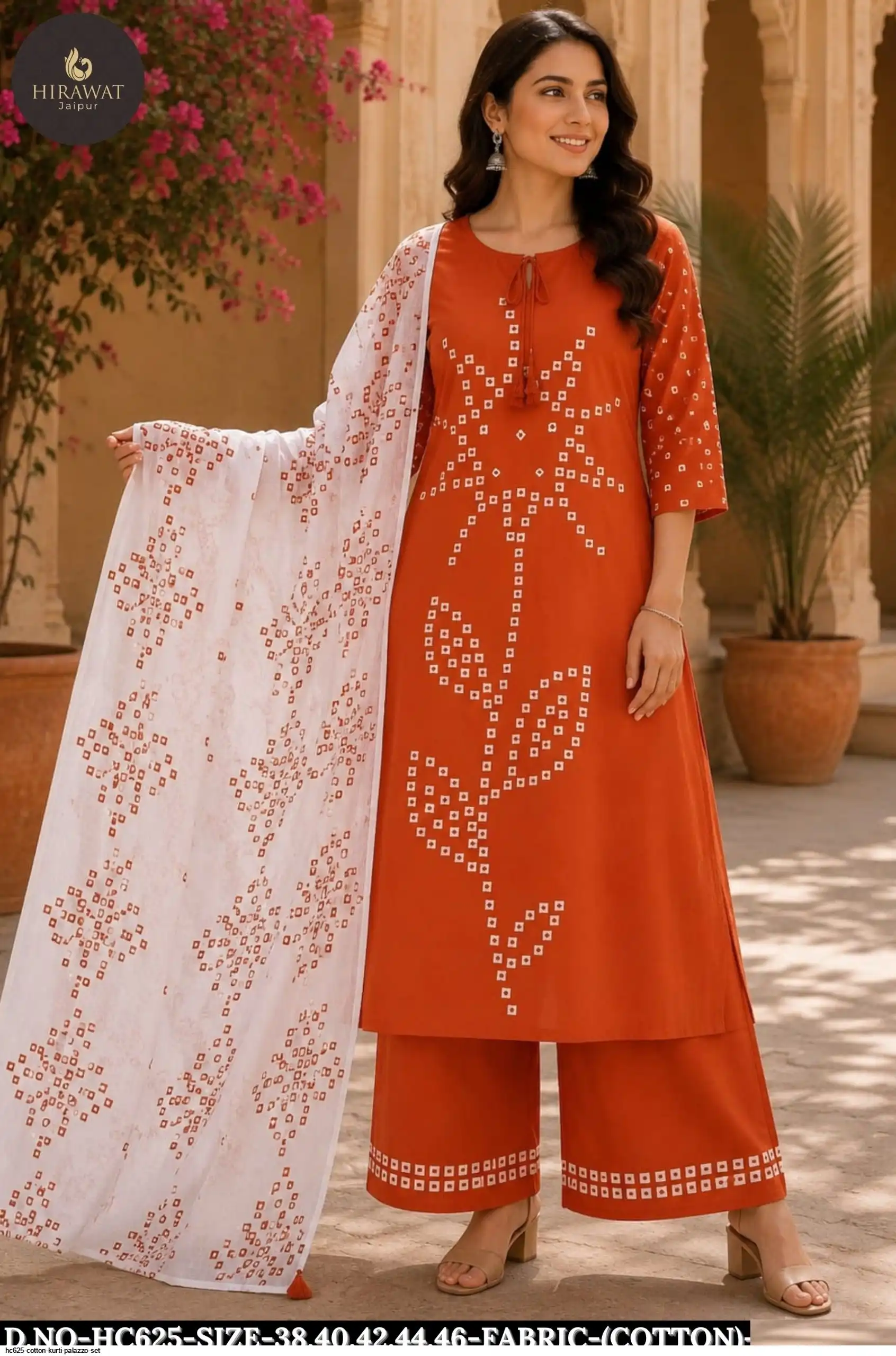 HC625 COTTON KURTI PALAZZO SET E
