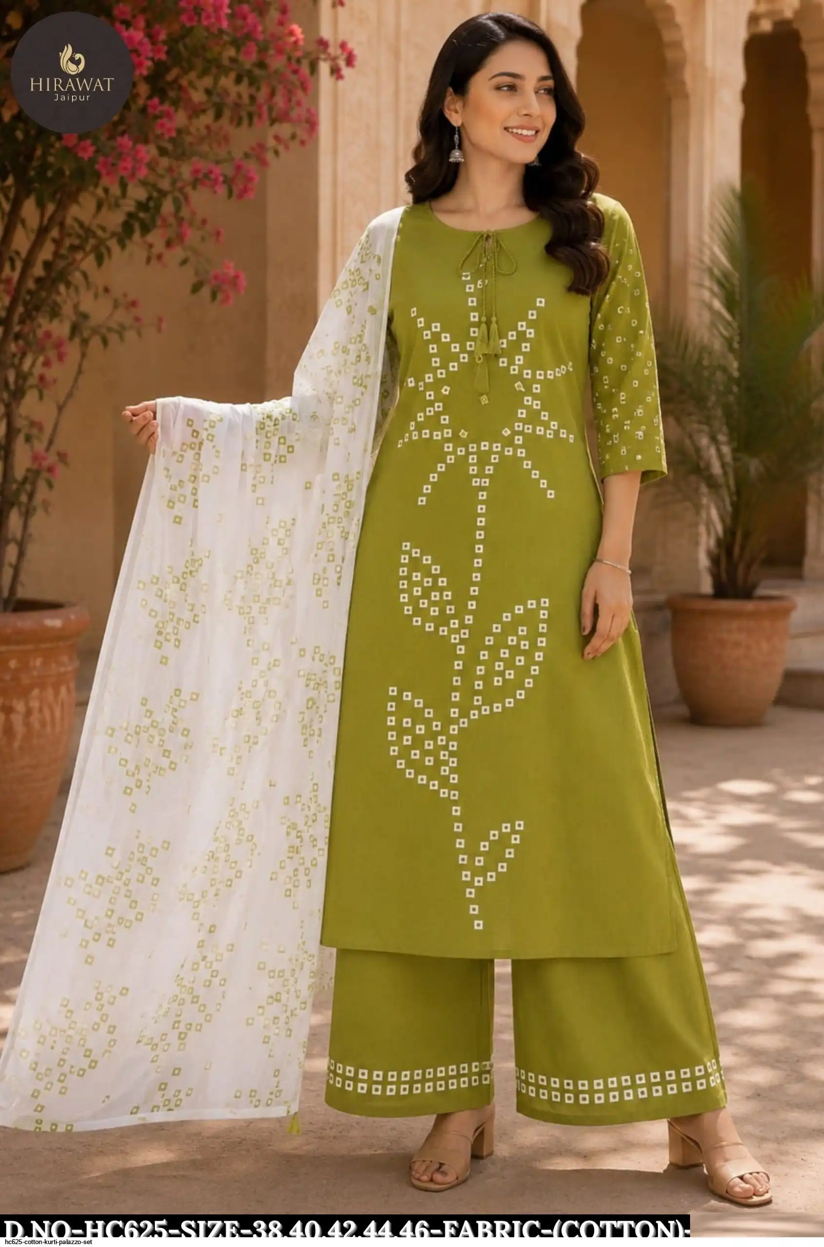 HC625 COTTON KURTI PALAZZO SET C