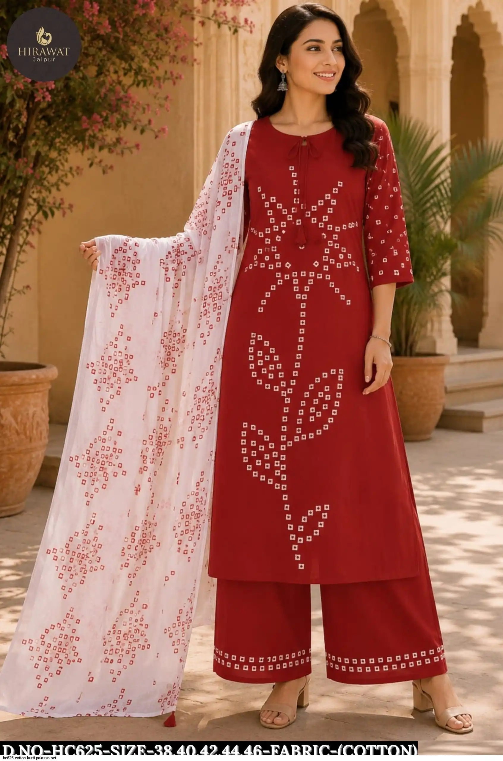 HC625 COTTON KURTI PALAZZO SET D