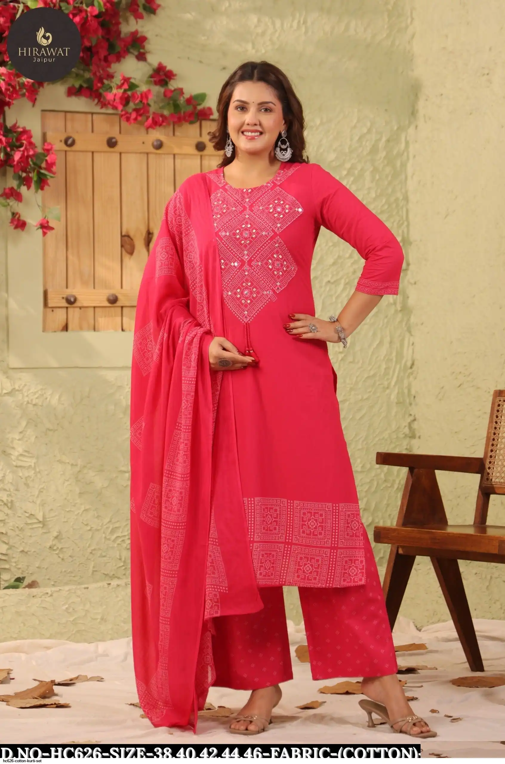HC626 COTTON KURTI SET C