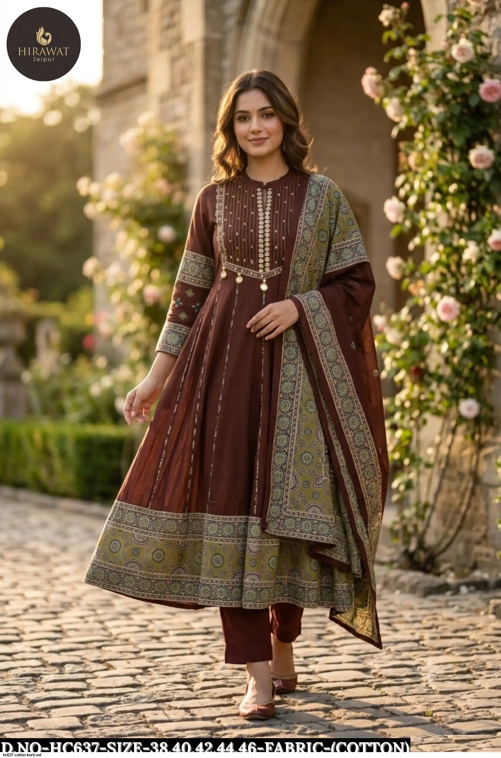 HC637 COTTON KURTI SET D