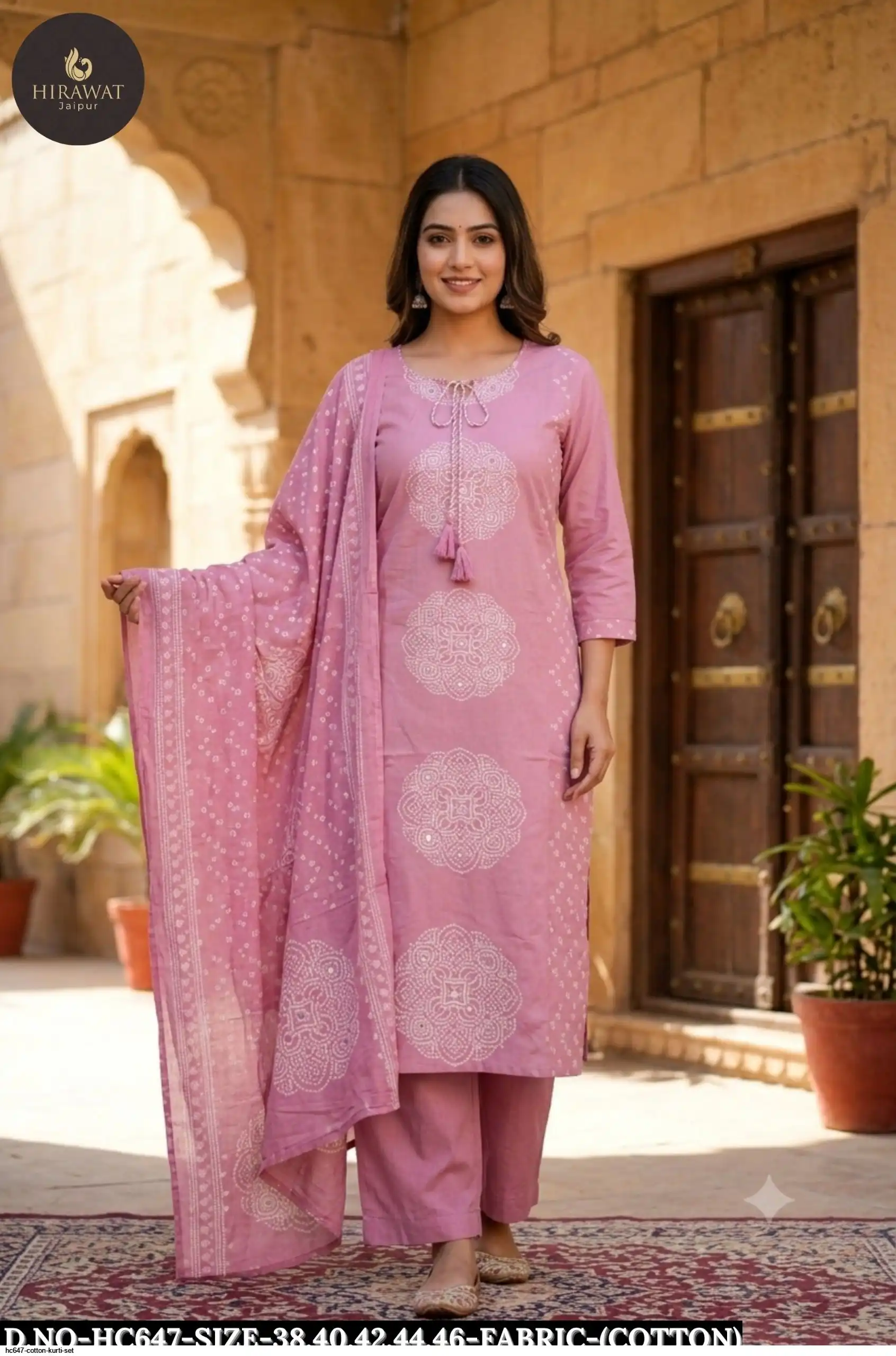 HC647 COTTON KURTI SET C