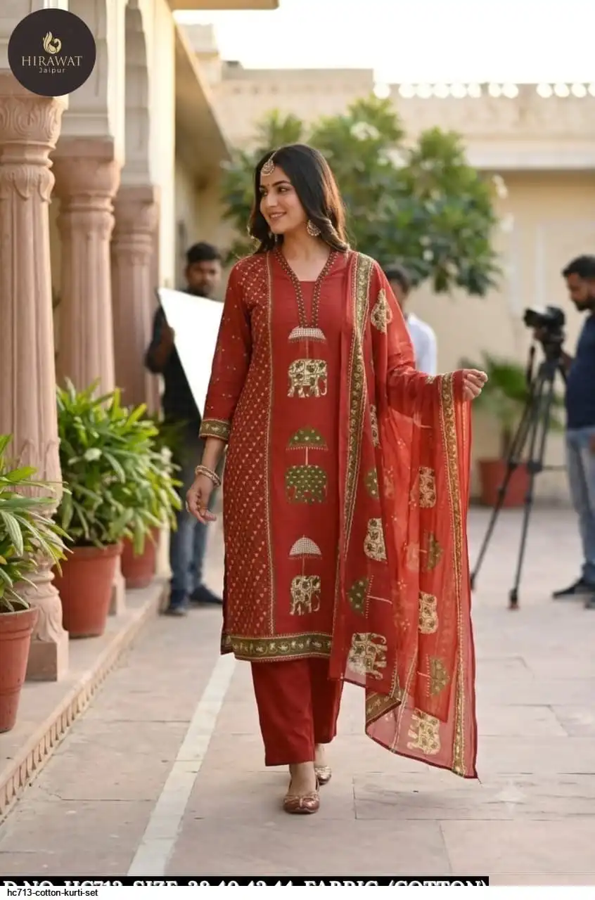 HC713 COTTON KURTI SET C