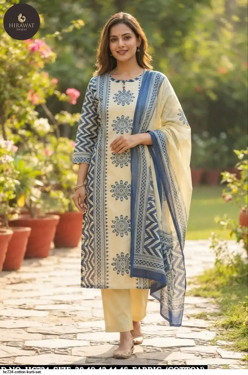 HC724 COTTON KURTI SET C